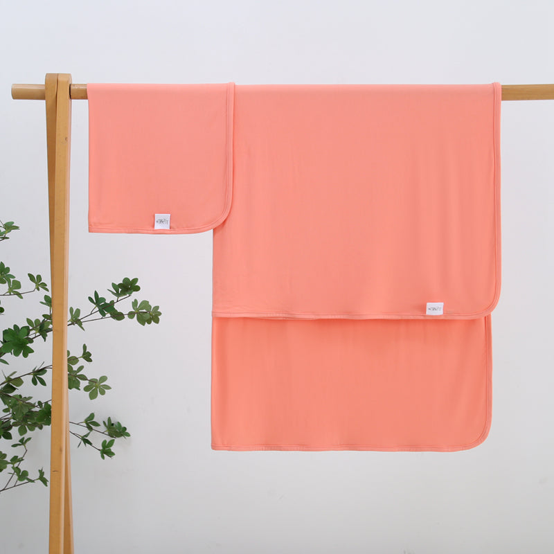 Joyful Coral Bamboo Swaddle Blanket