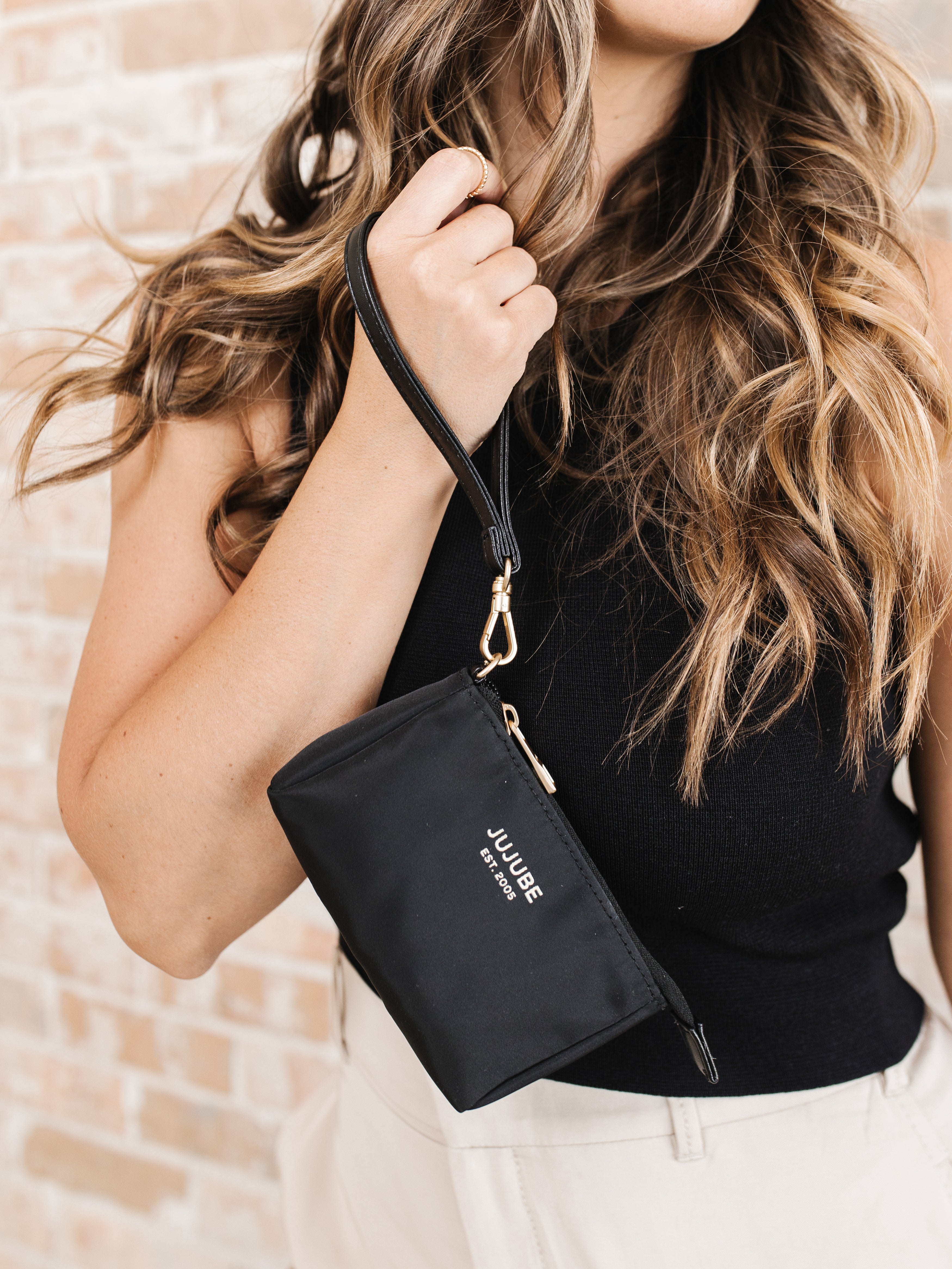 3-piece Pouch Clutch Purse Set - Black