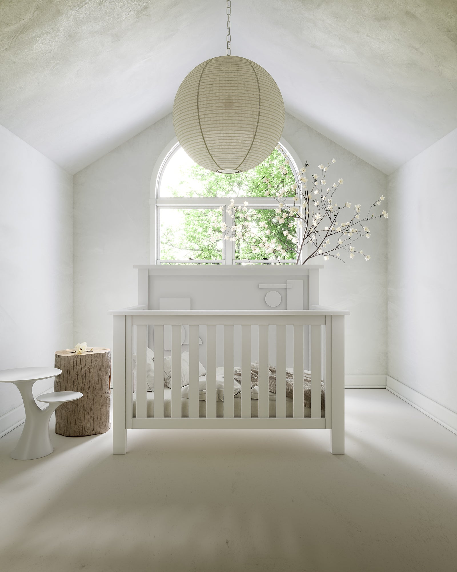 "just White"  Geometric 4-in-1 Convertible Crib