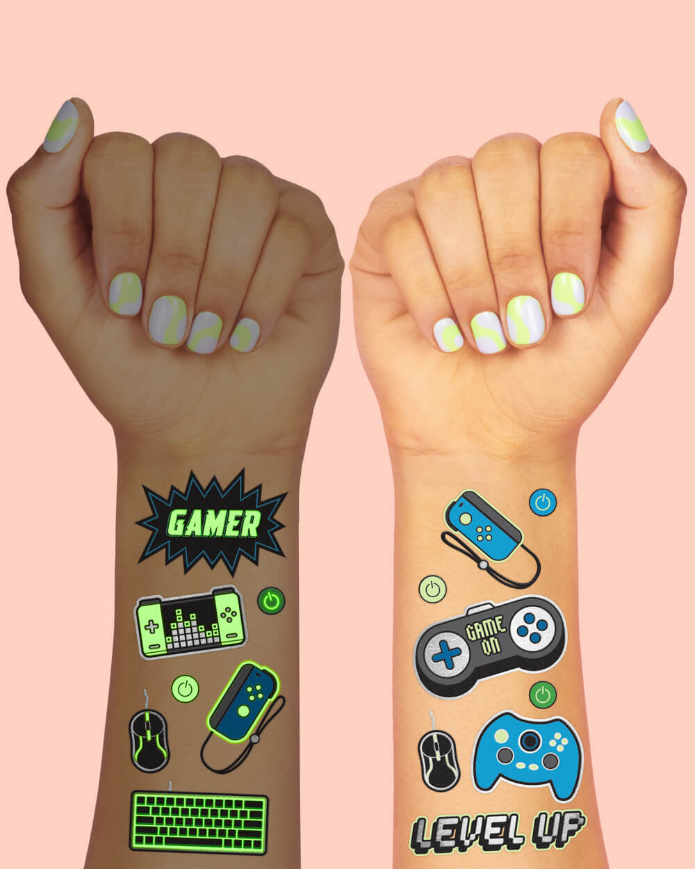 Level Up Glo Tats - 40 Foil Temporary Tattoos