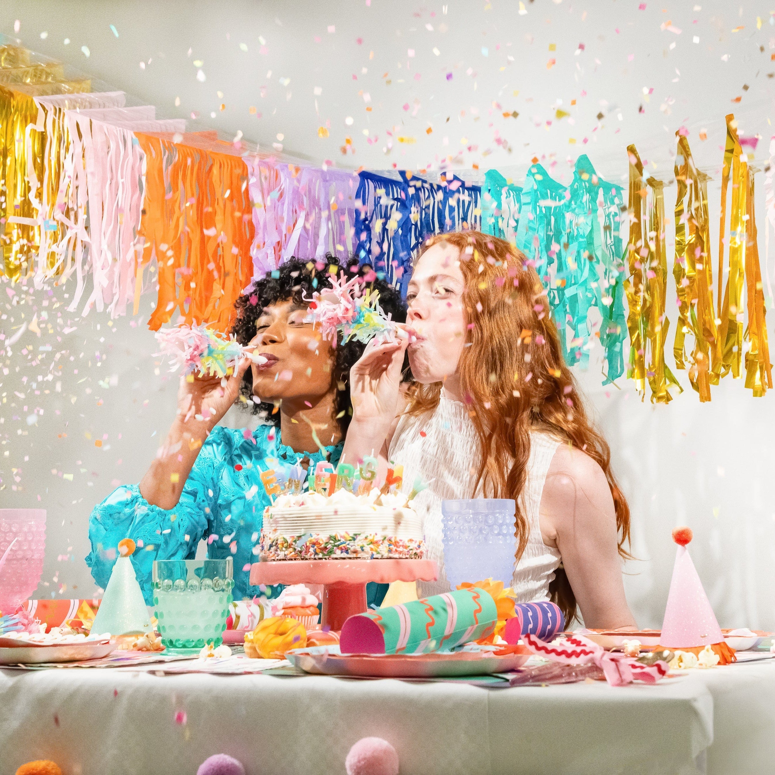 Confetti Burst Fringe Party Blowers (6 Count)