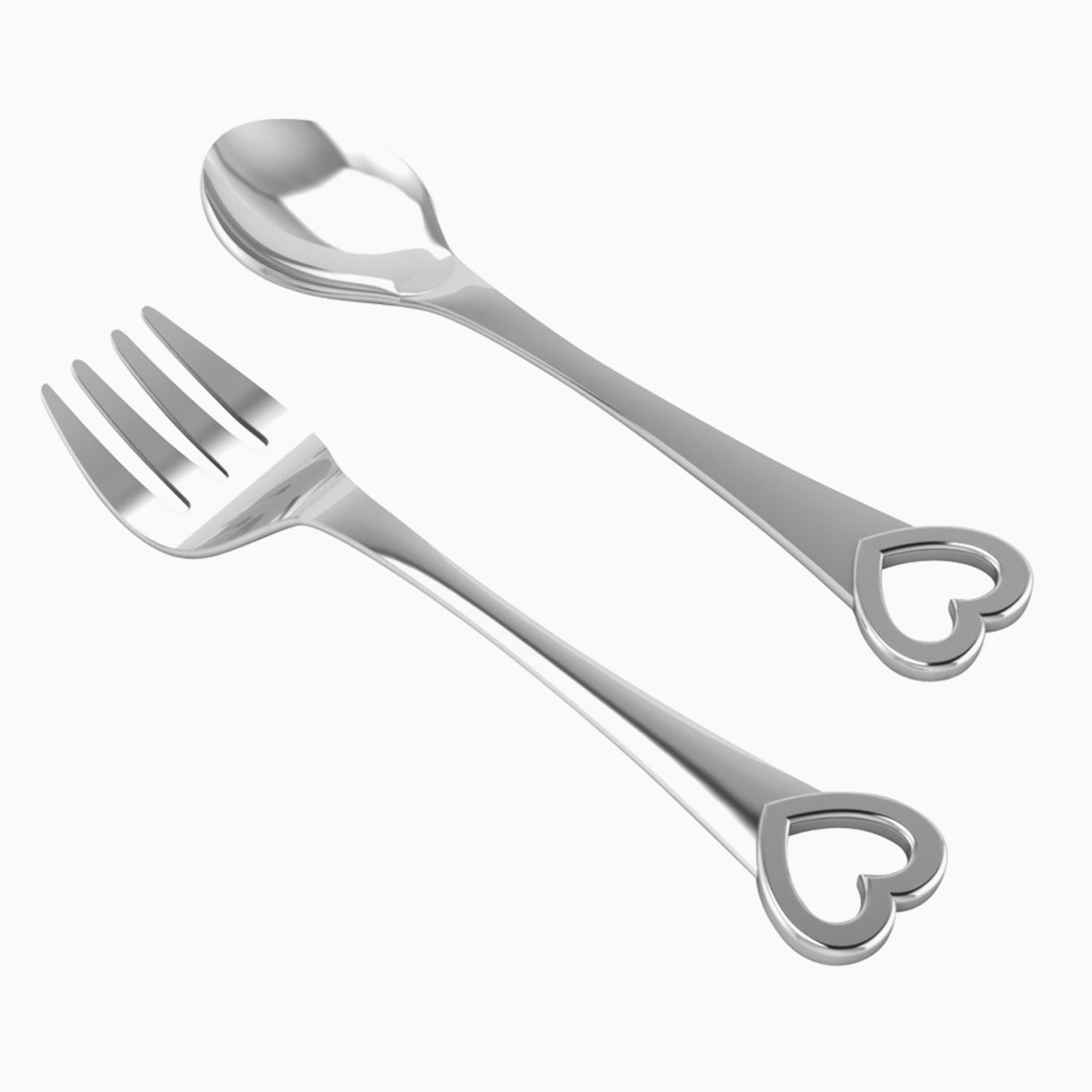 Heart Sterling Silver Baby Spoon & Fork Set By Krysaliis