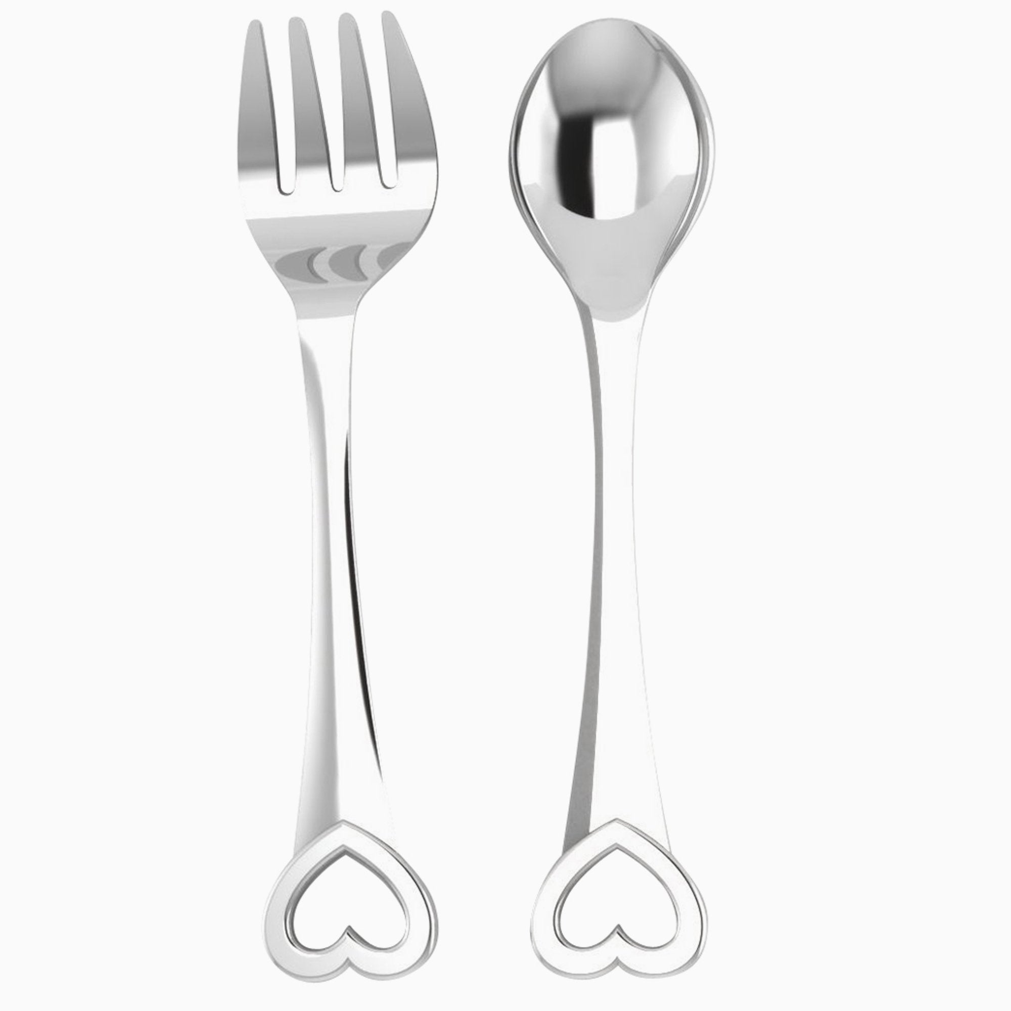 Heart Sterling Silver Baby Spoon & Fork Set By Krysaliis