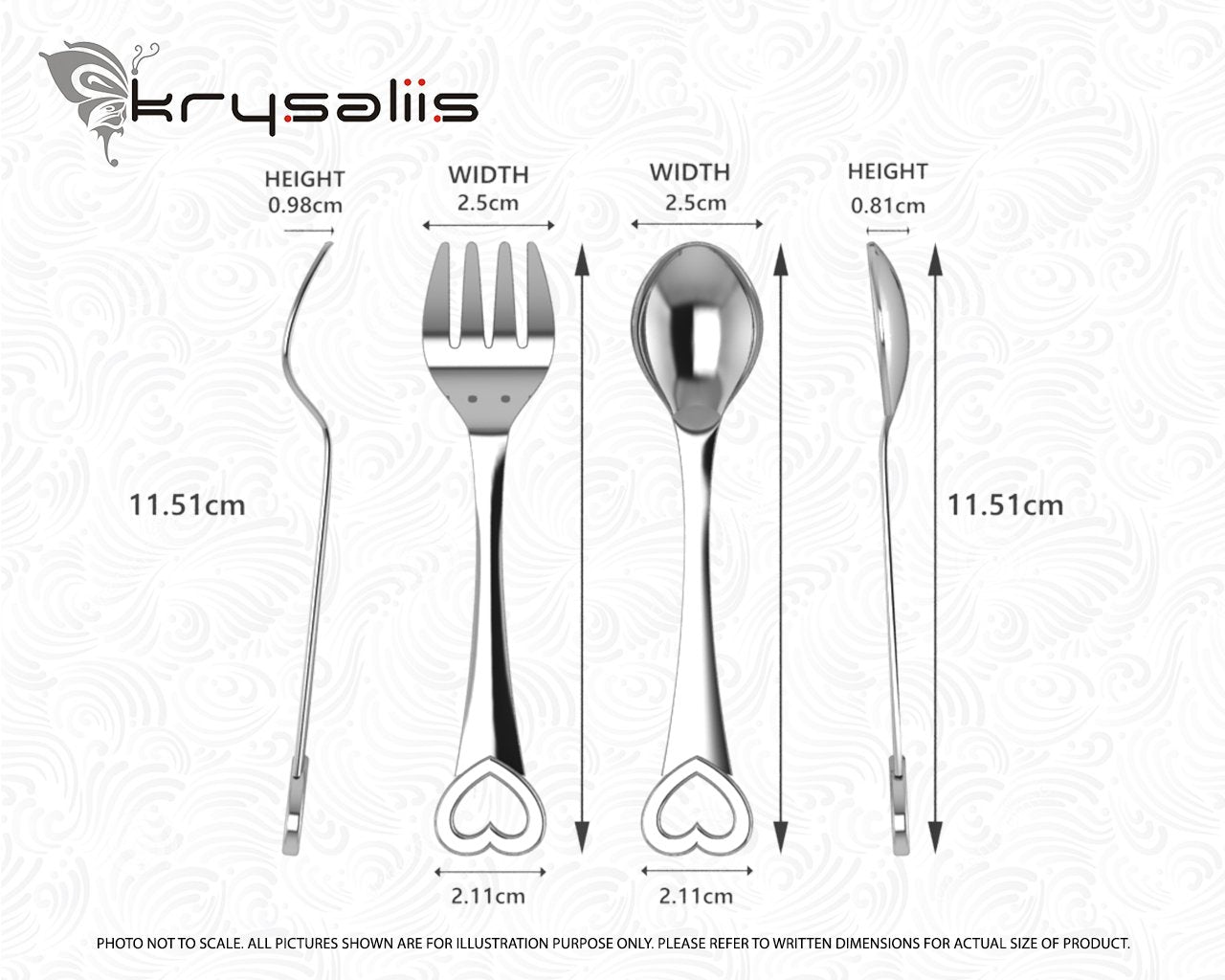 Heart Sterling Silver Baby Spoon & Fork Set By Krysaliis