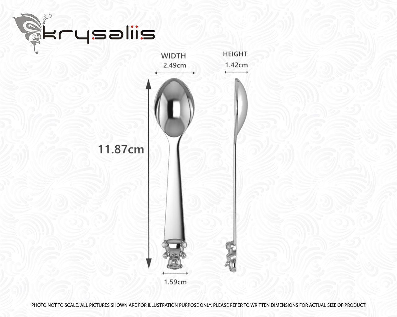Teddy Sterling Silver Baby Feeding Spoon By Krysaliis