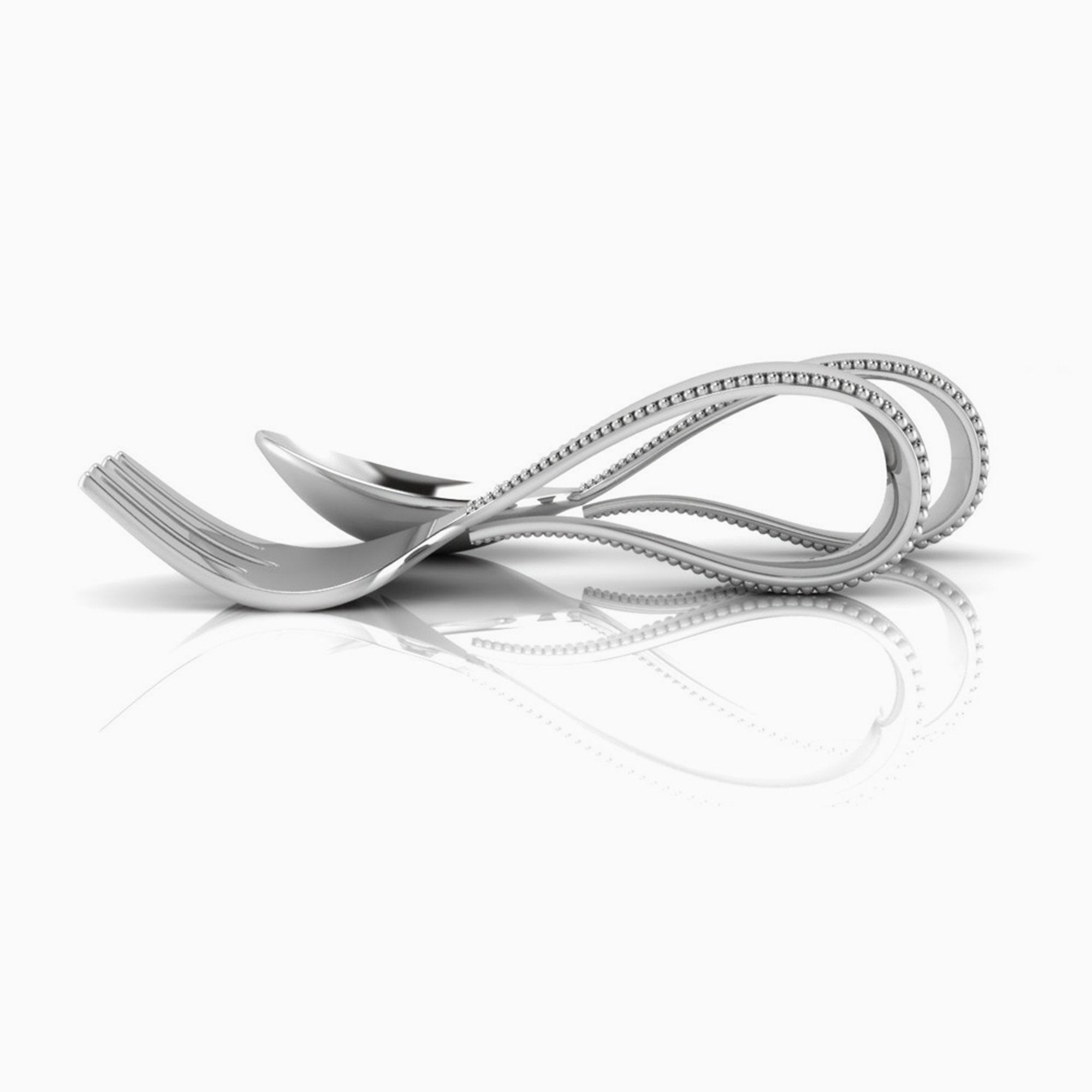Beaded Loop Sterling Silver Baby Spoon & Fork Set By Krysaliis