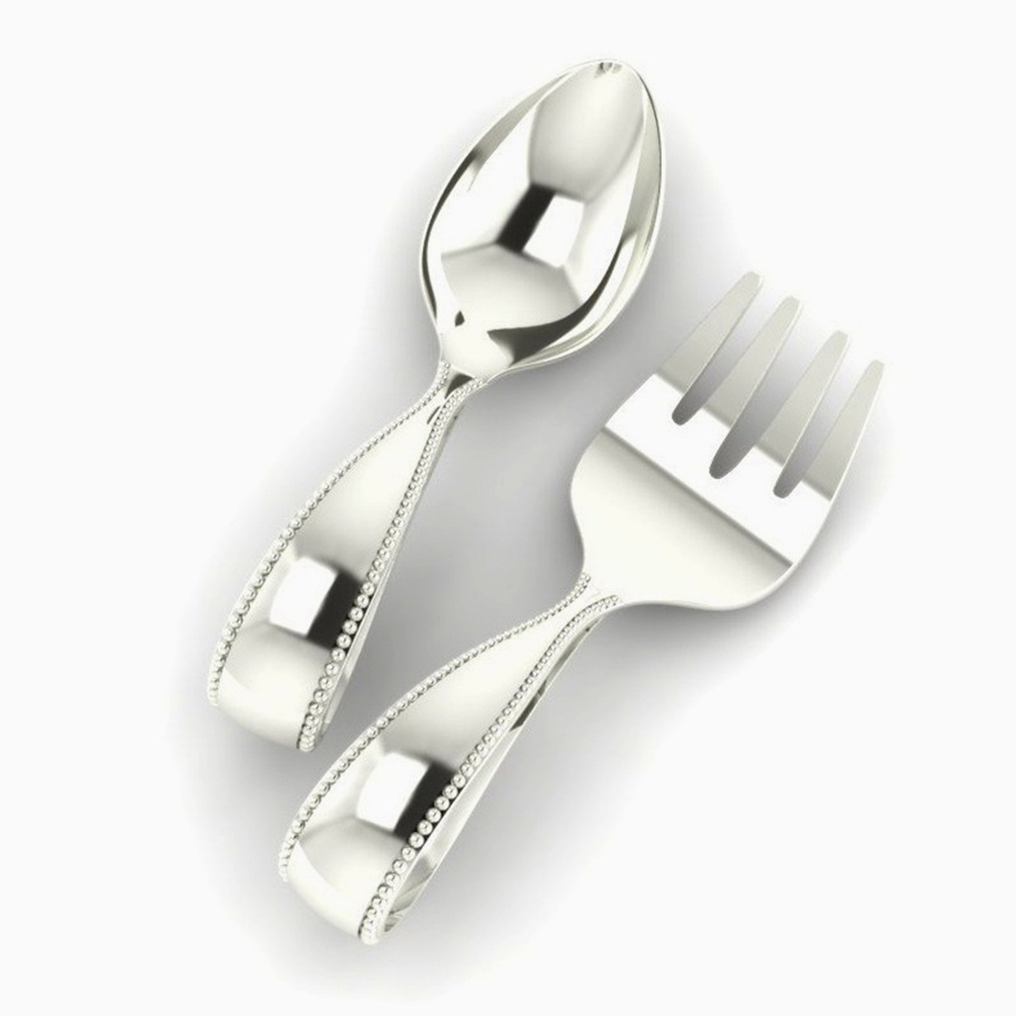 Beaded Loop Sterling Silver Baby Spoon & Fork Set By Krysaliis