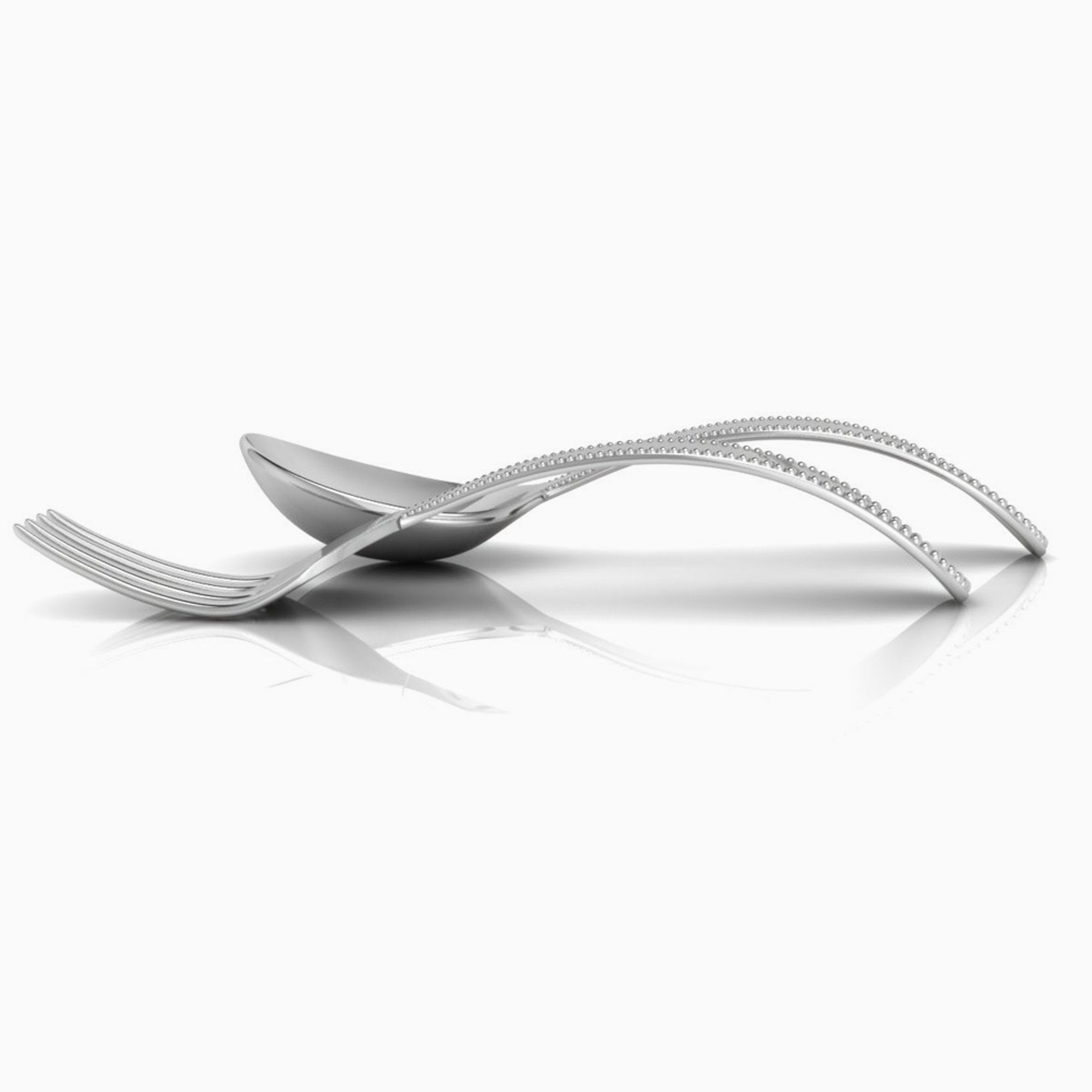 Beaded Sterling Silver Baby Spoon & Fork Set By Krysaliis