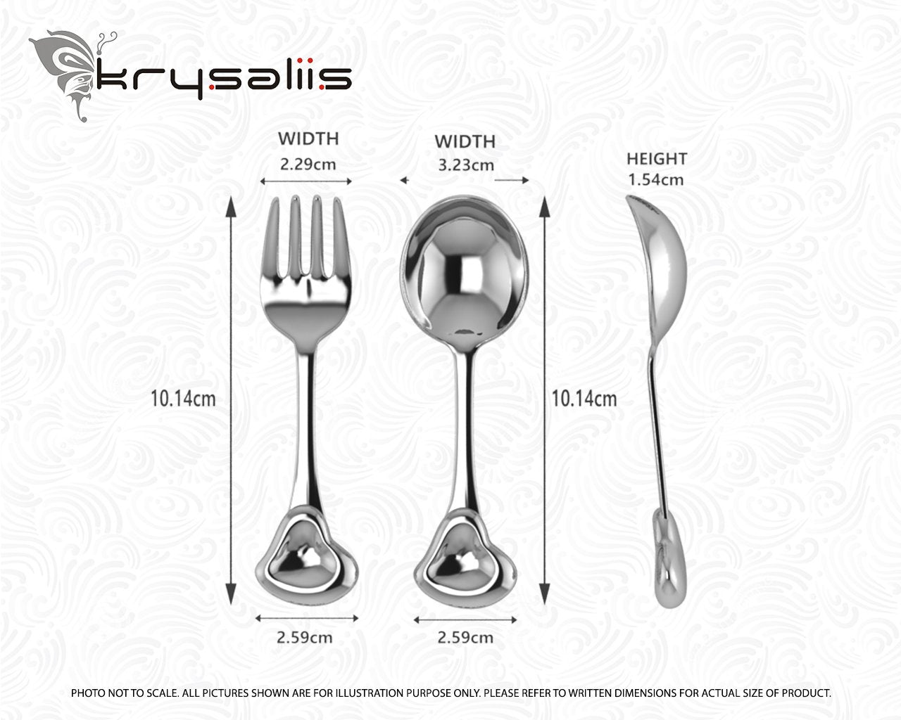 Sterling Silver Sweetheart Baby Spoon & Fork Set By Krysaliis