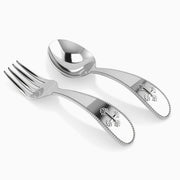 Sterling Silver Beaded Cross Baby Spoon & Fork Set By Krysaliis