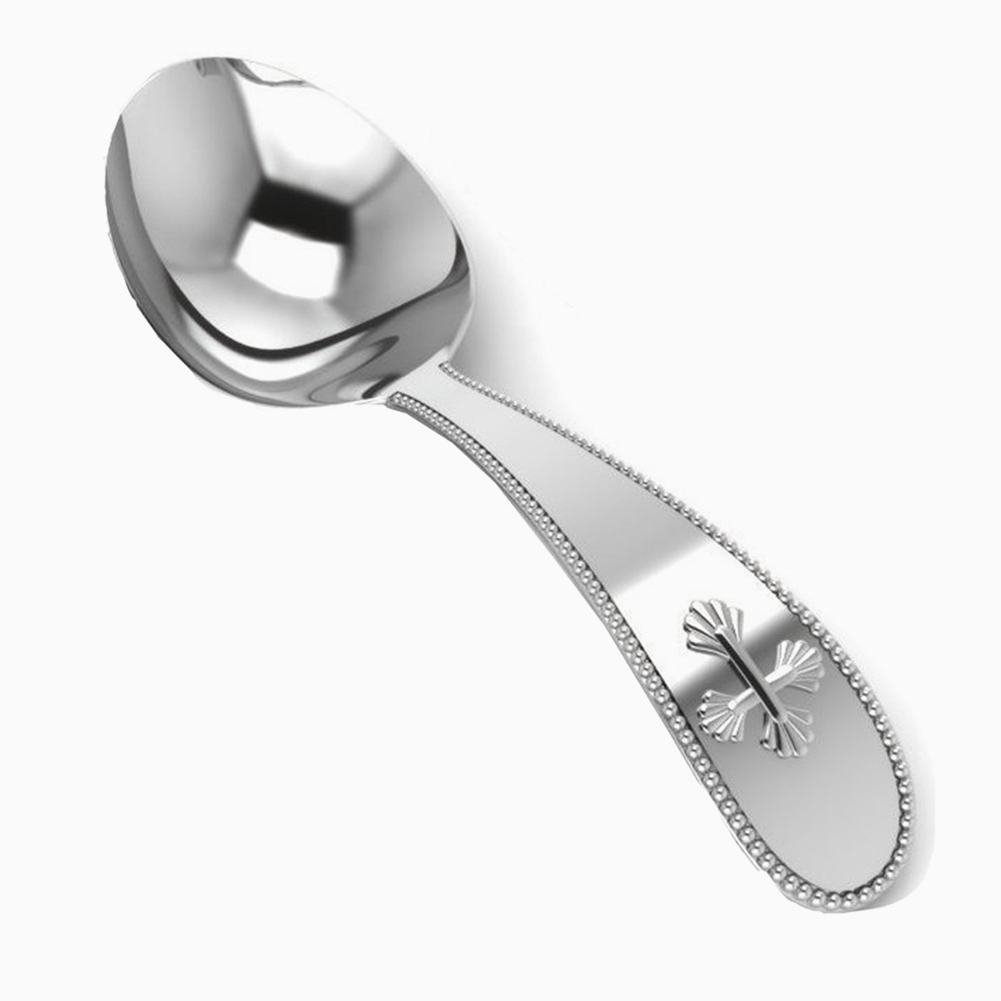 Krysaliis Sterling Silver Beaded Cross Feeding Spoon