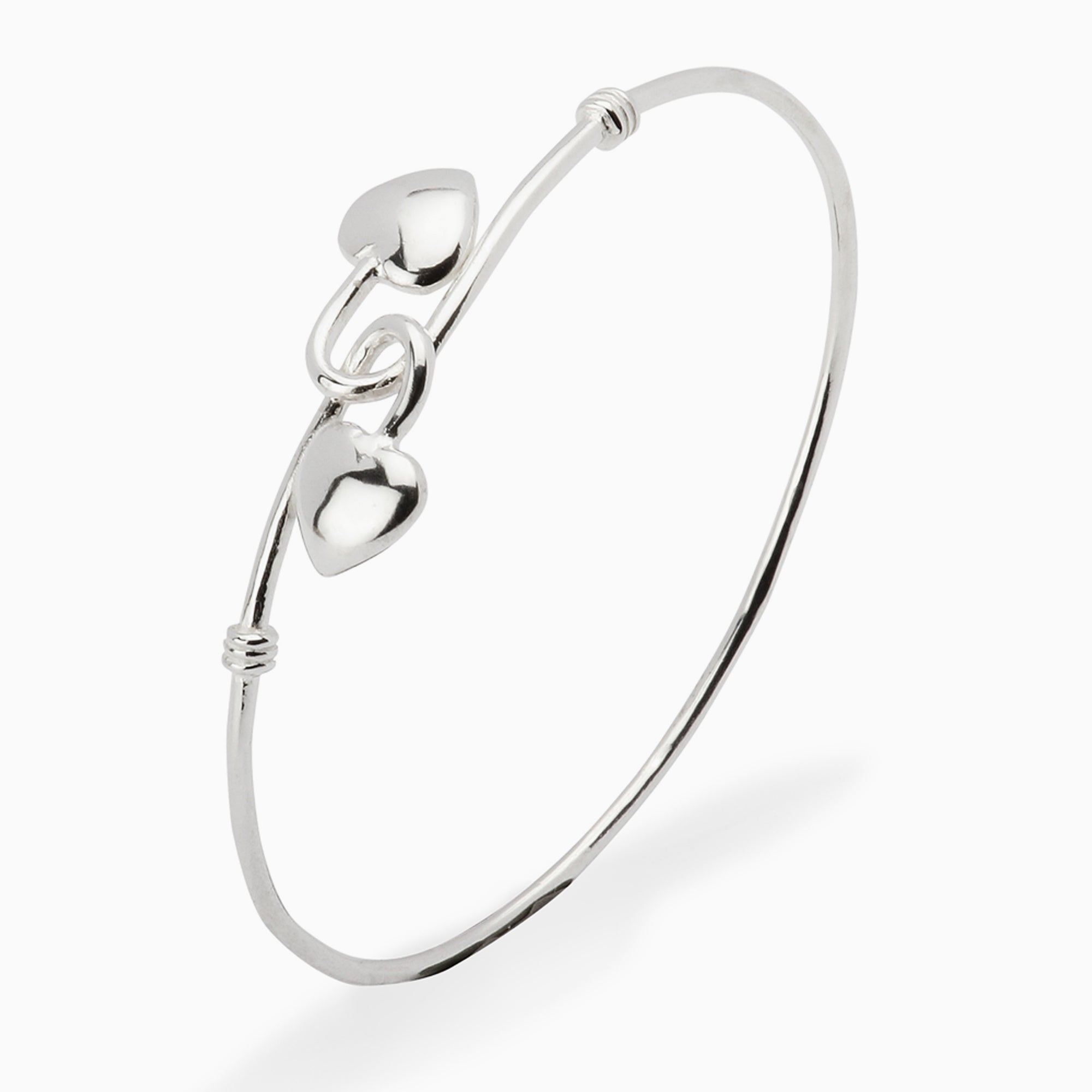 Sterling Silver Baby 2 Heart Bracelet Bangle By Krysaliis