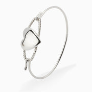 Sterling Silver Baby Cord Heart Bracelet Bangle By Krysaliis
