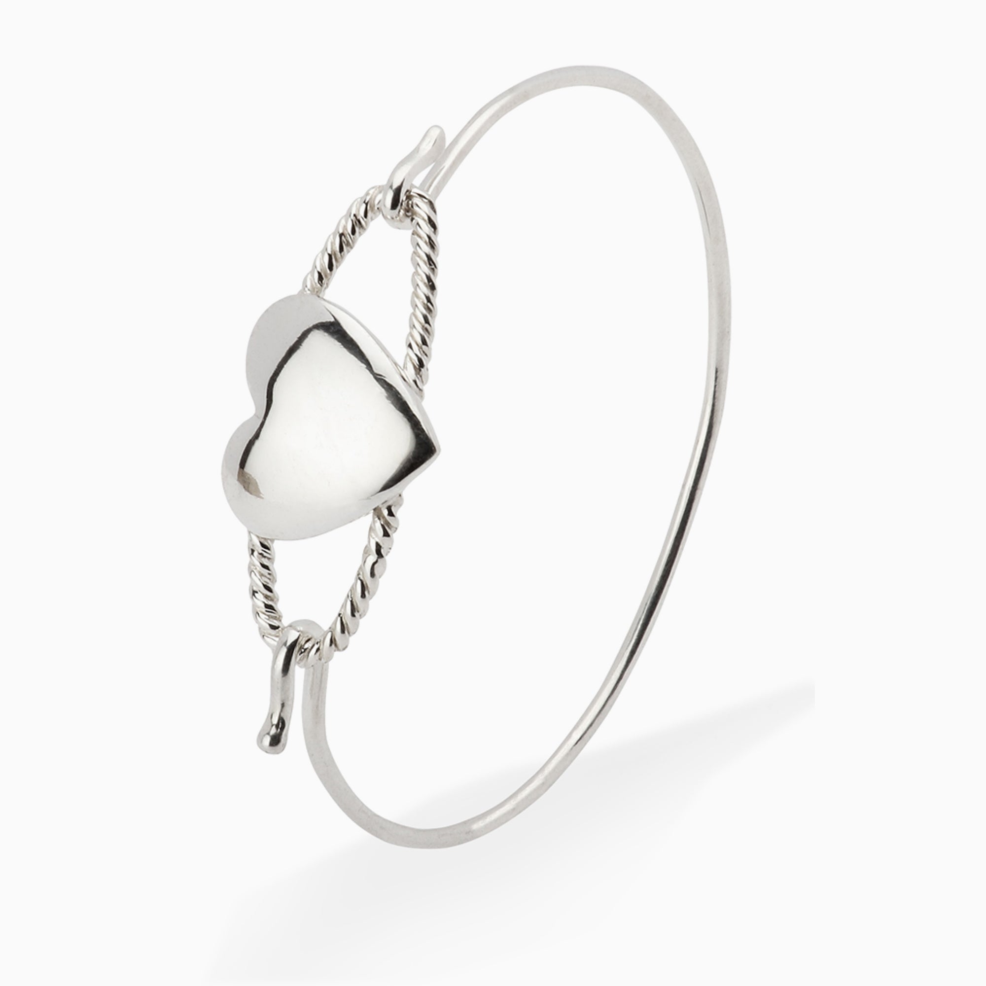 Sterling Silver Baby Cord Heart Bracelet Bangle By Krysaliis