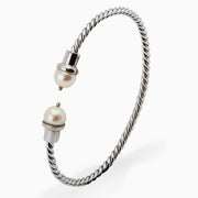 Sterling Silver 2 Pearl Baby Bracelet Bangle By Krysaliis