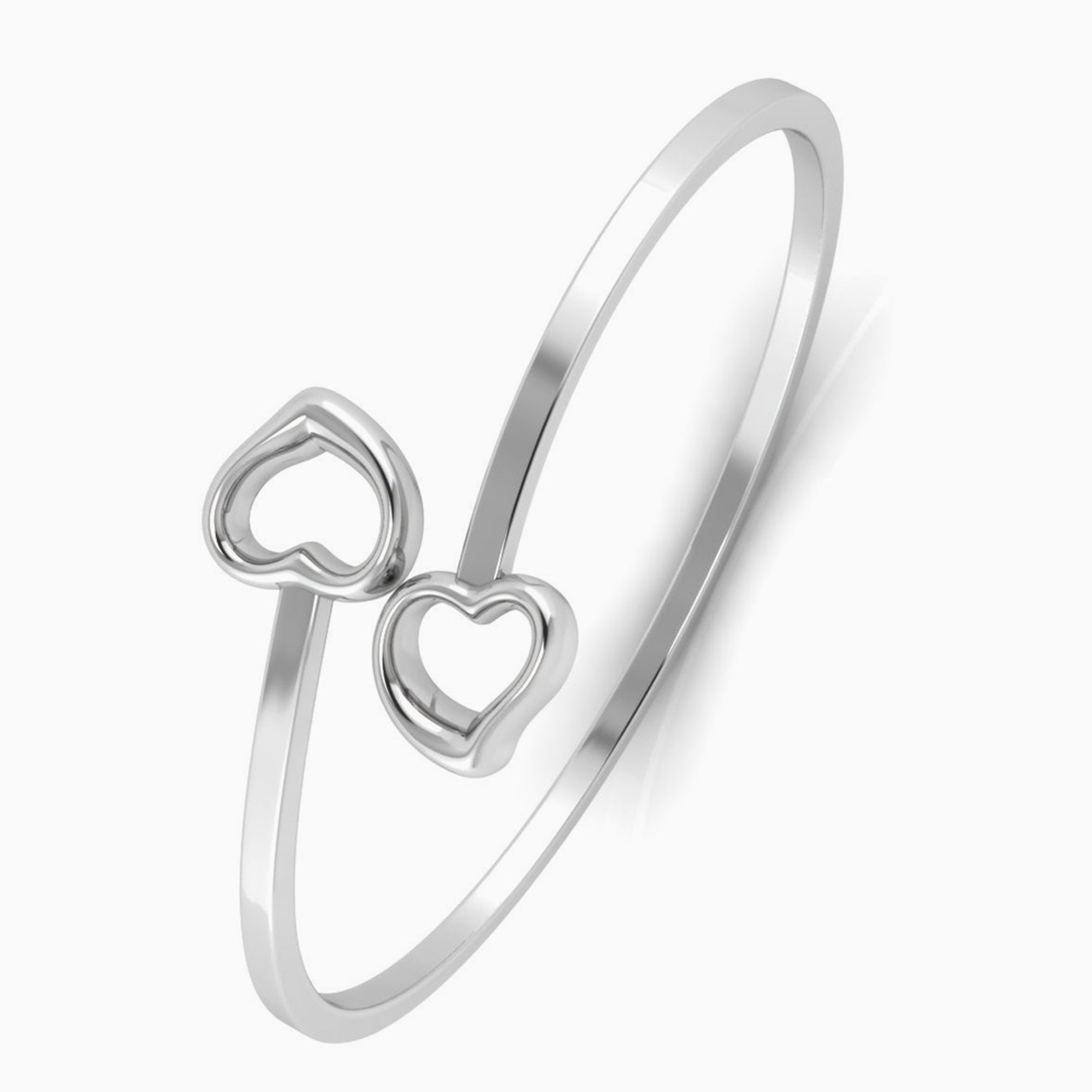 Sterling Silver Adjustable Duo Heart Baby Bracelet Bangle By Krysaliis