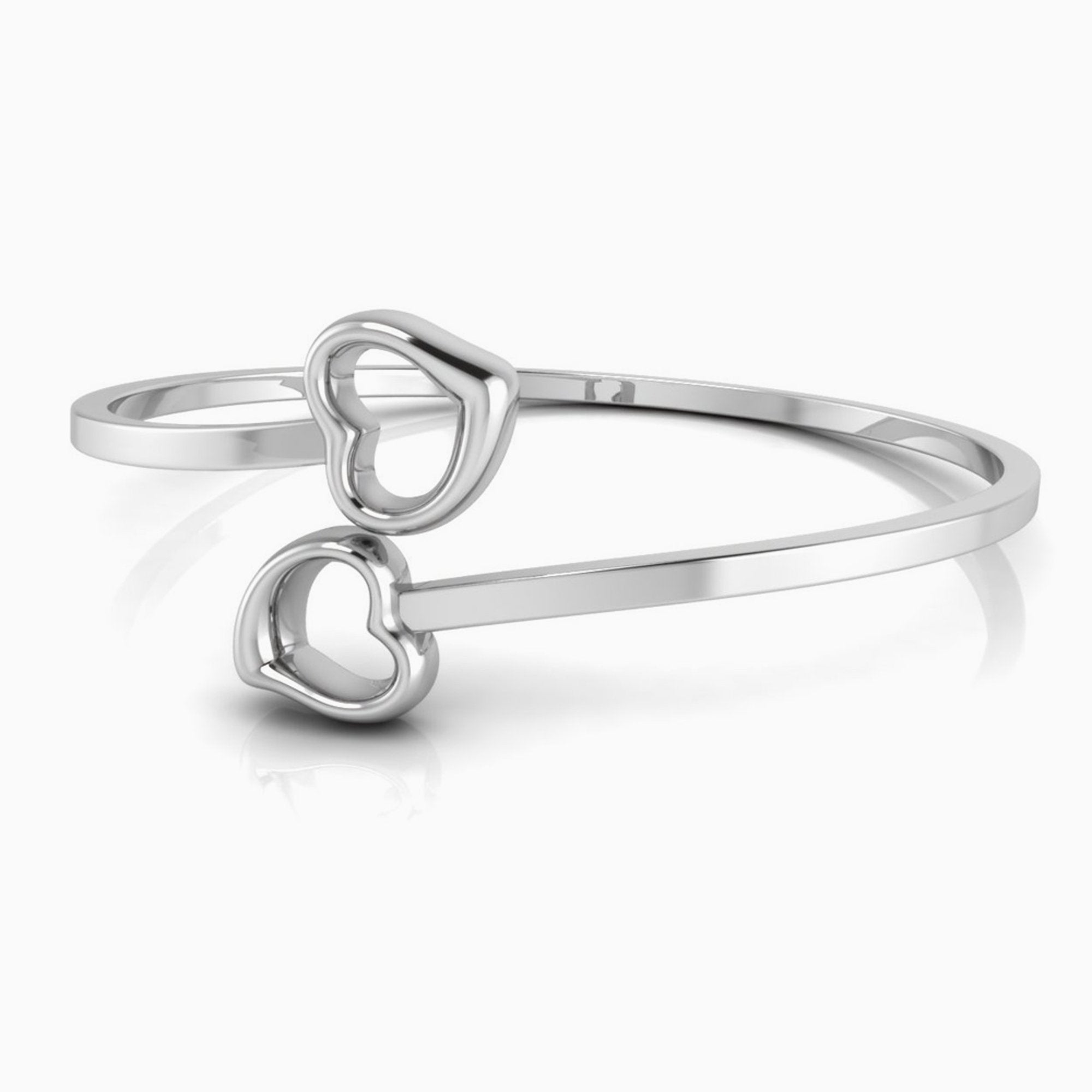 Sterling Silver Adjustable Duo Heart Baby Bracelet Bangle By Krysaliis