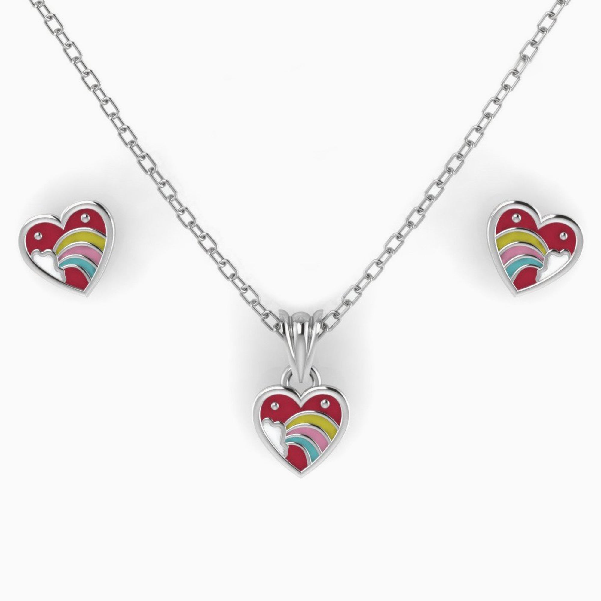 Sterling Silver Heart Baby Pendant & Earrings By Krysaliis