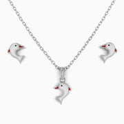 Sterling Silver Dolphin Baby Pendant & Earrings By Krysaliis