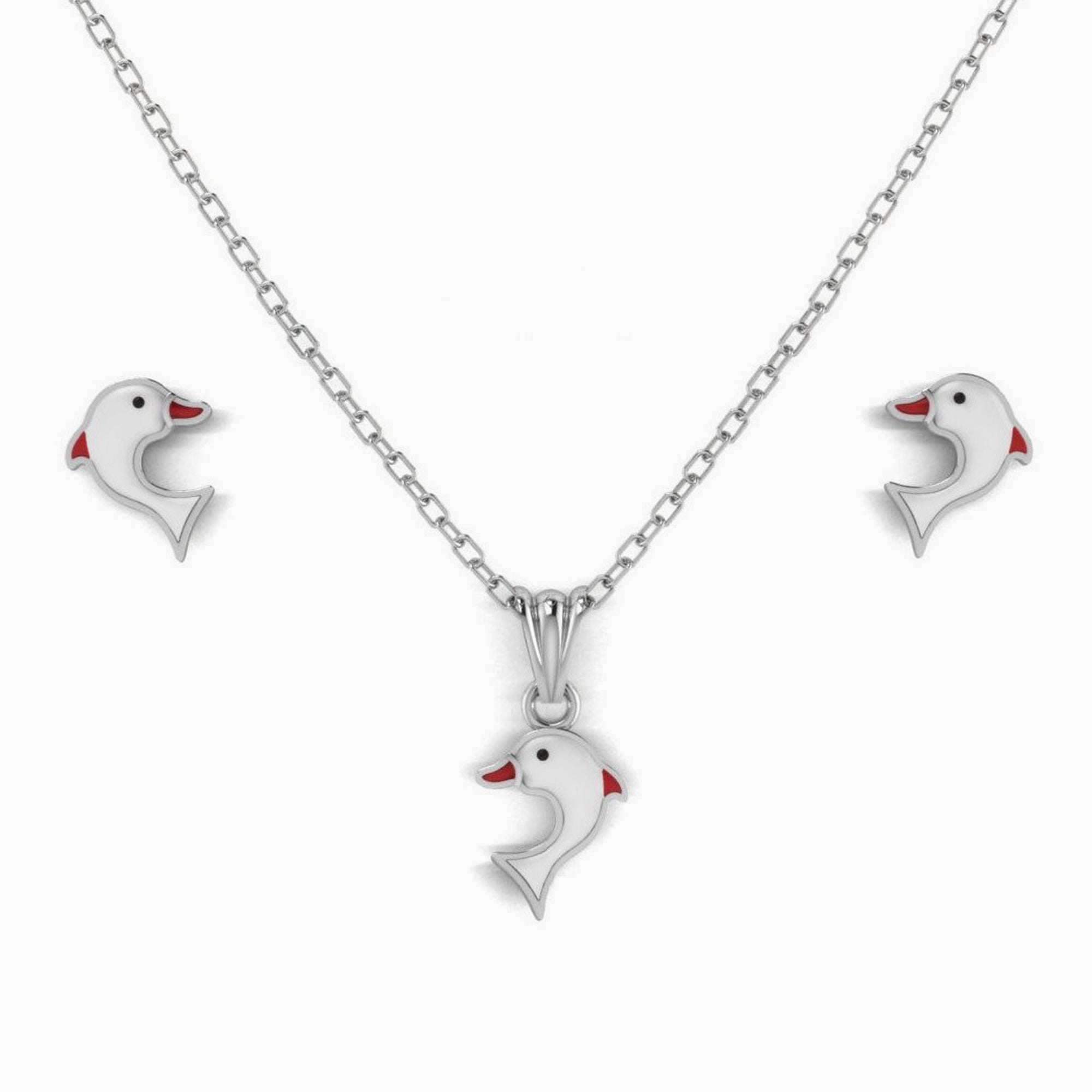 Sterling Silver Dolphin Baby Pendant & Earrings By Krysaliis