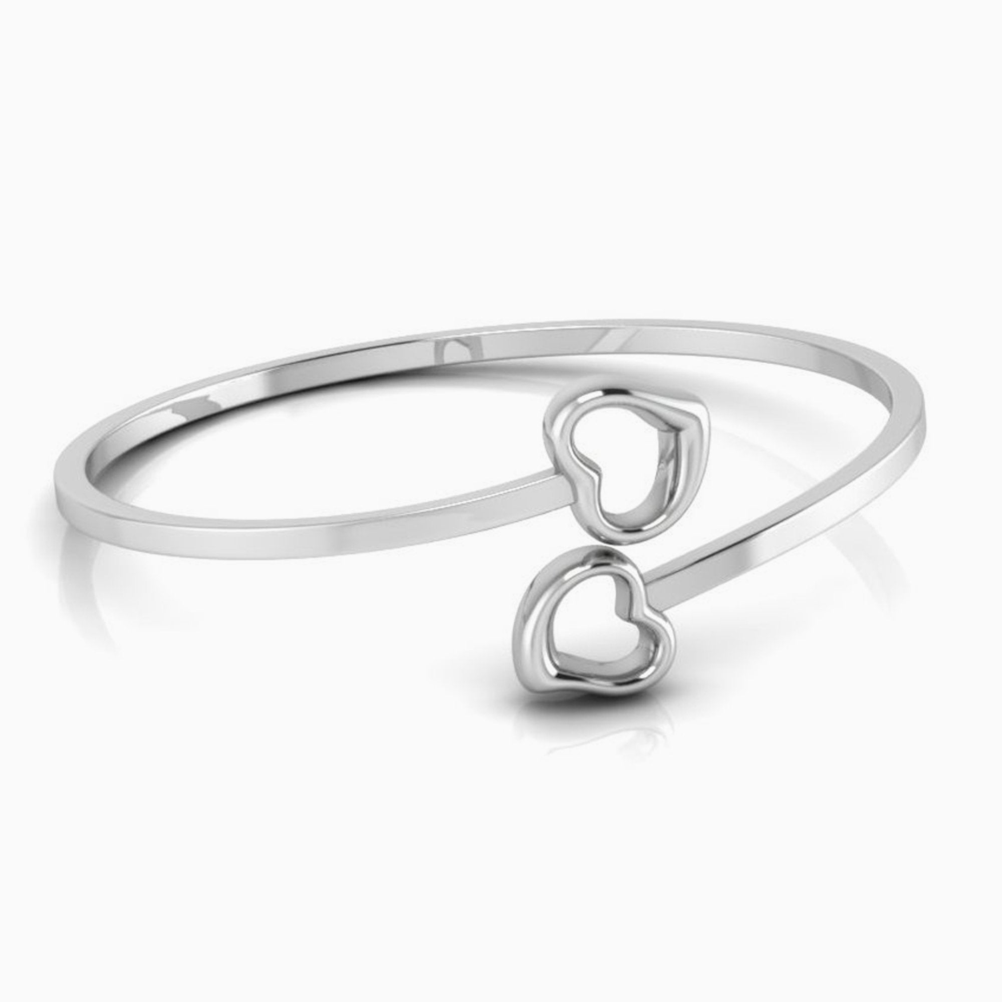 Sterling Silver Adjustable Duo Heart Baby Bracelet Bangle By Krysaliis