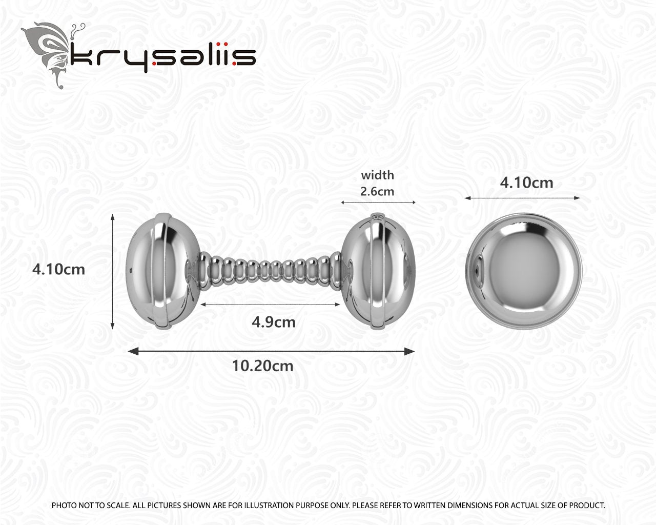 Krysaliis Silver Plated Dumbbell Baby Rattle - Spiral Handle