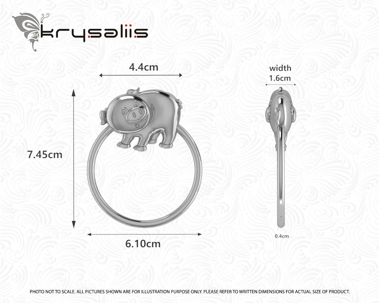 Krysaliis Silver Plated Baby Rattle - Piggy