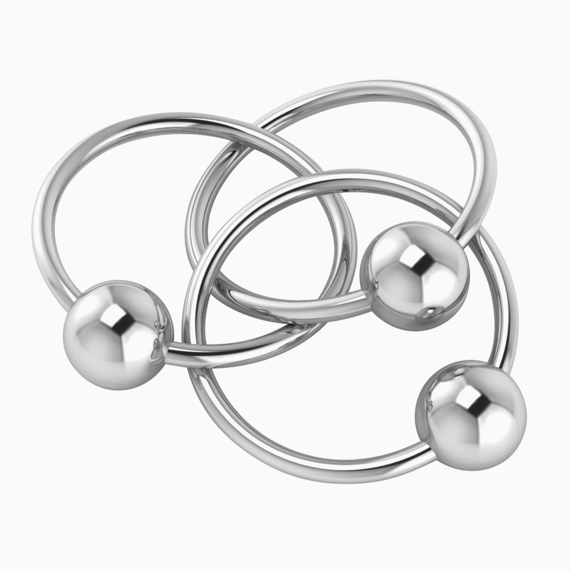 Krysaliis Sterling Silver Baby Teether & Rattle - 3 Ring
