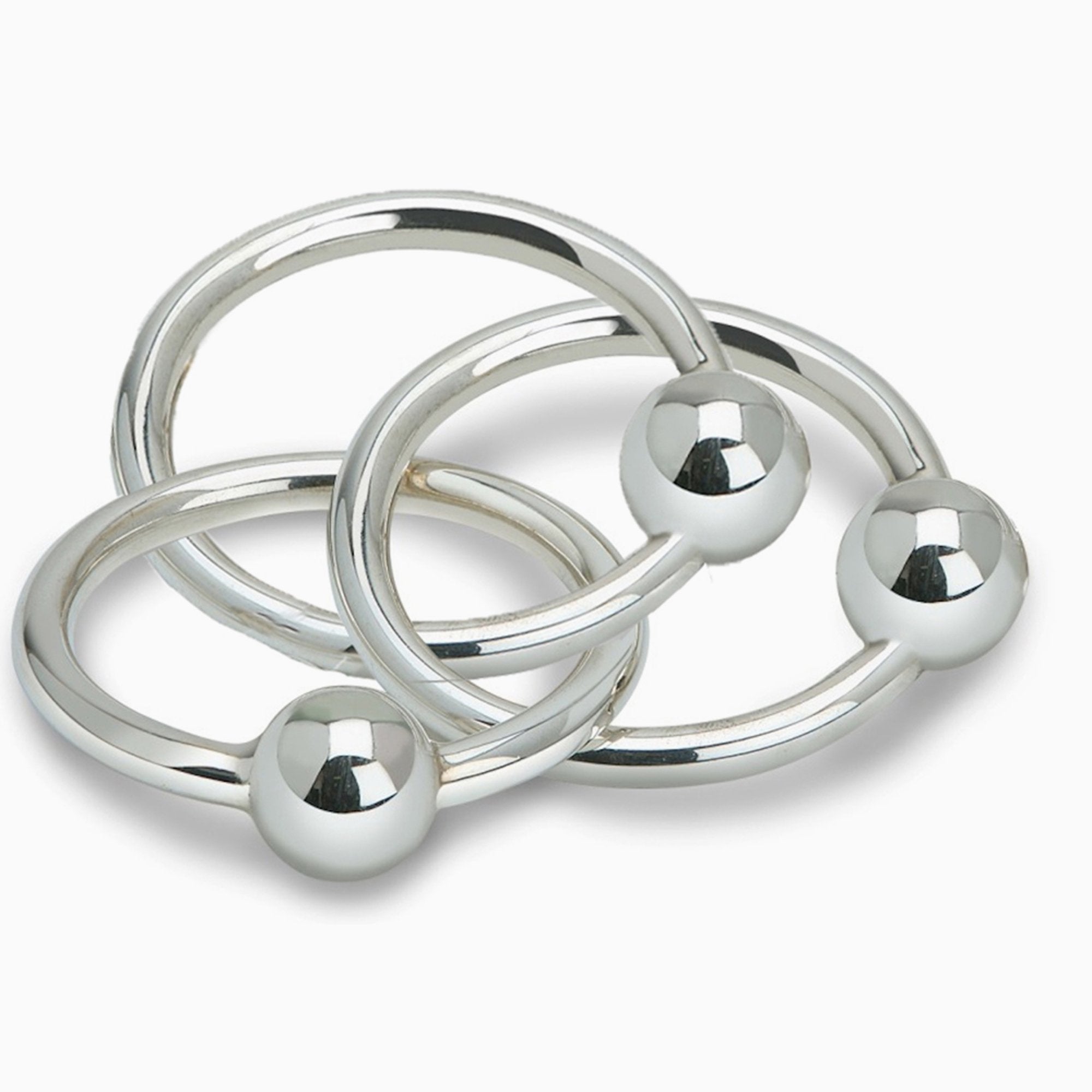 Krysaliis Sterling Silver Baby Teether & Rattle - 3 Ring