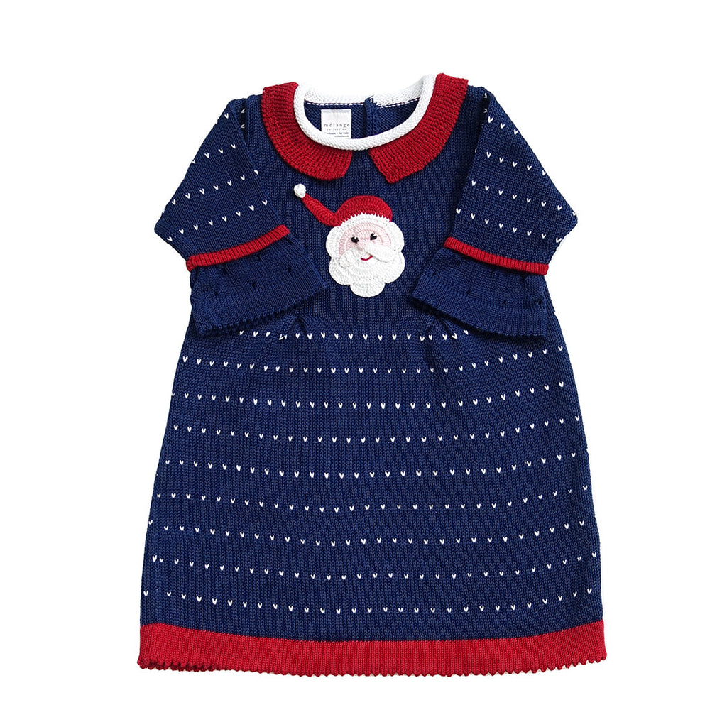 white christmas dresses Navy Blue Velvet Santa Christmas Jumper Dress – Lil Cactus main image 1