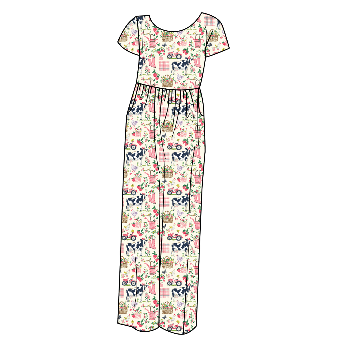 Kennedy Pink Farm Bamboo Leggy Romper (pre-order)