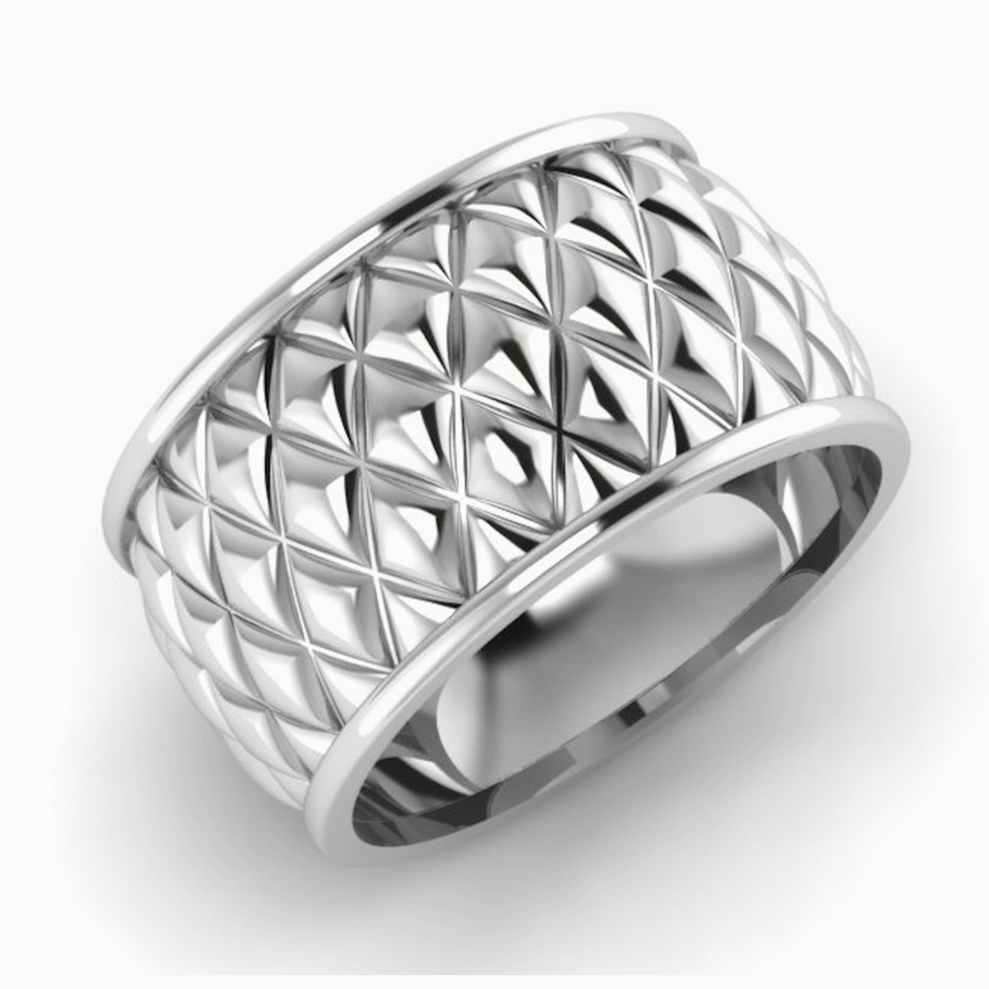 Sterling Silver Checkered Napkin Rings By Krysaliis - Set Of 2