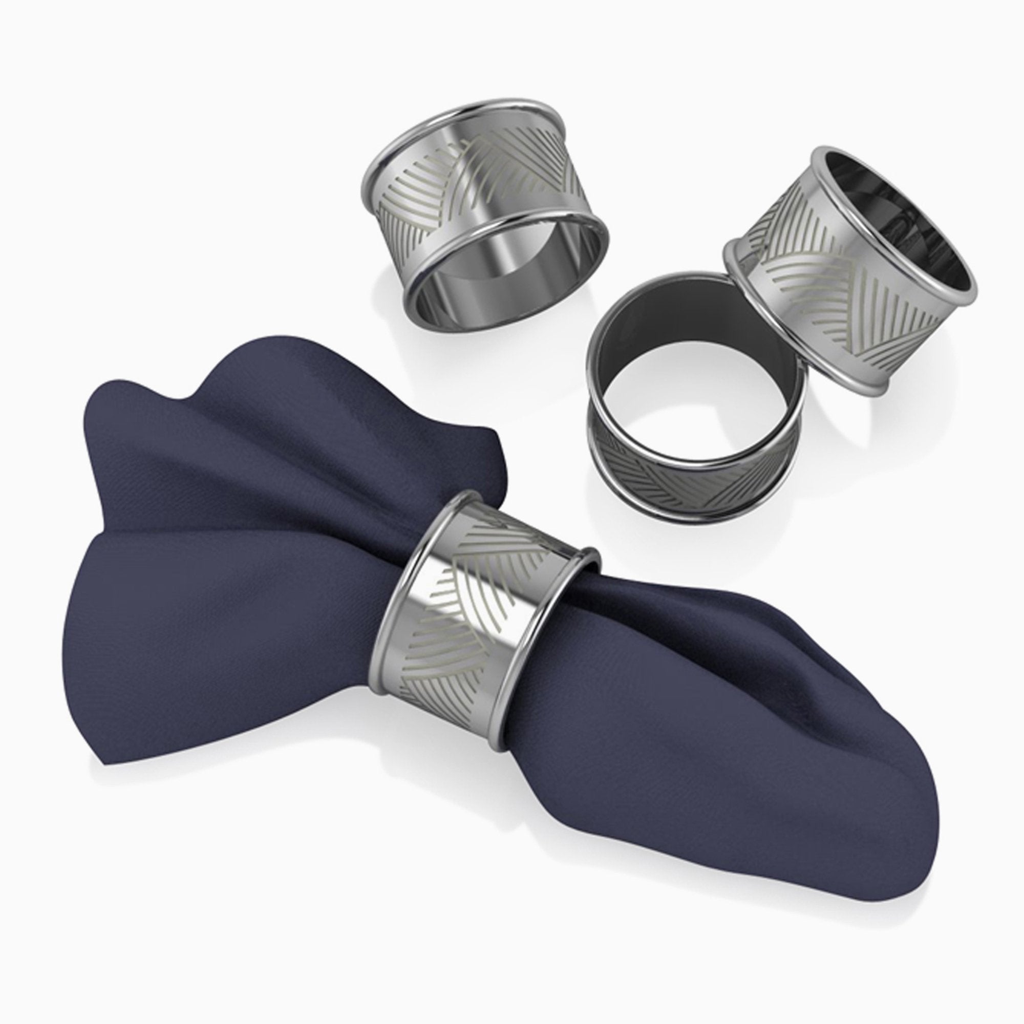 Krysaliis Trigono Silver-plate Napkin Ring Set Of 4