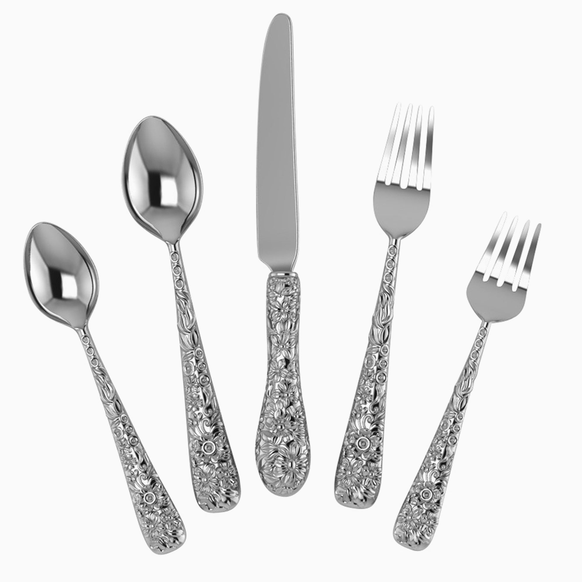 Rosa 5-piece Silver Plate Flatware Set By Krysaliis