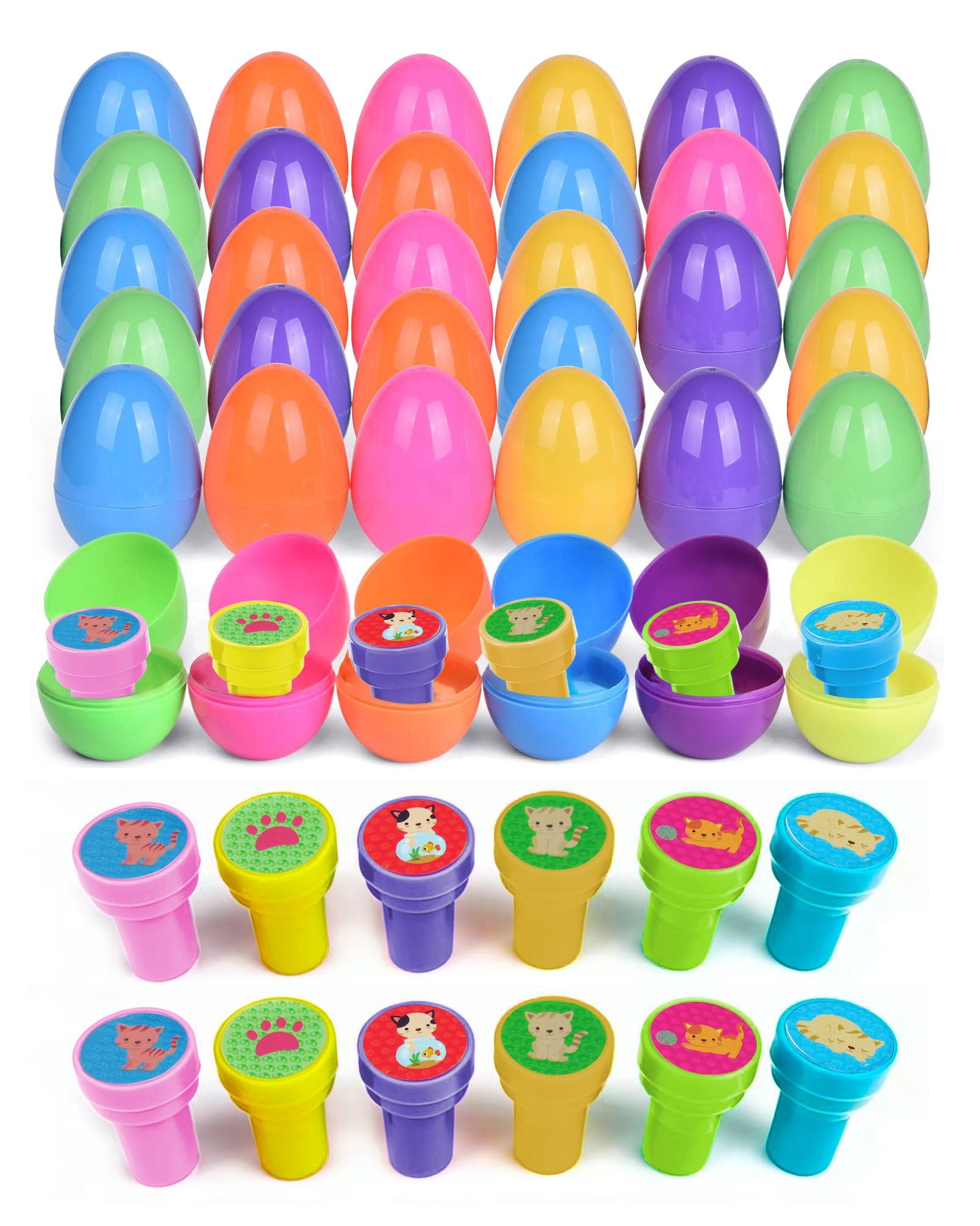 Easter Eggs With Kitty Stampers - 36 Pack