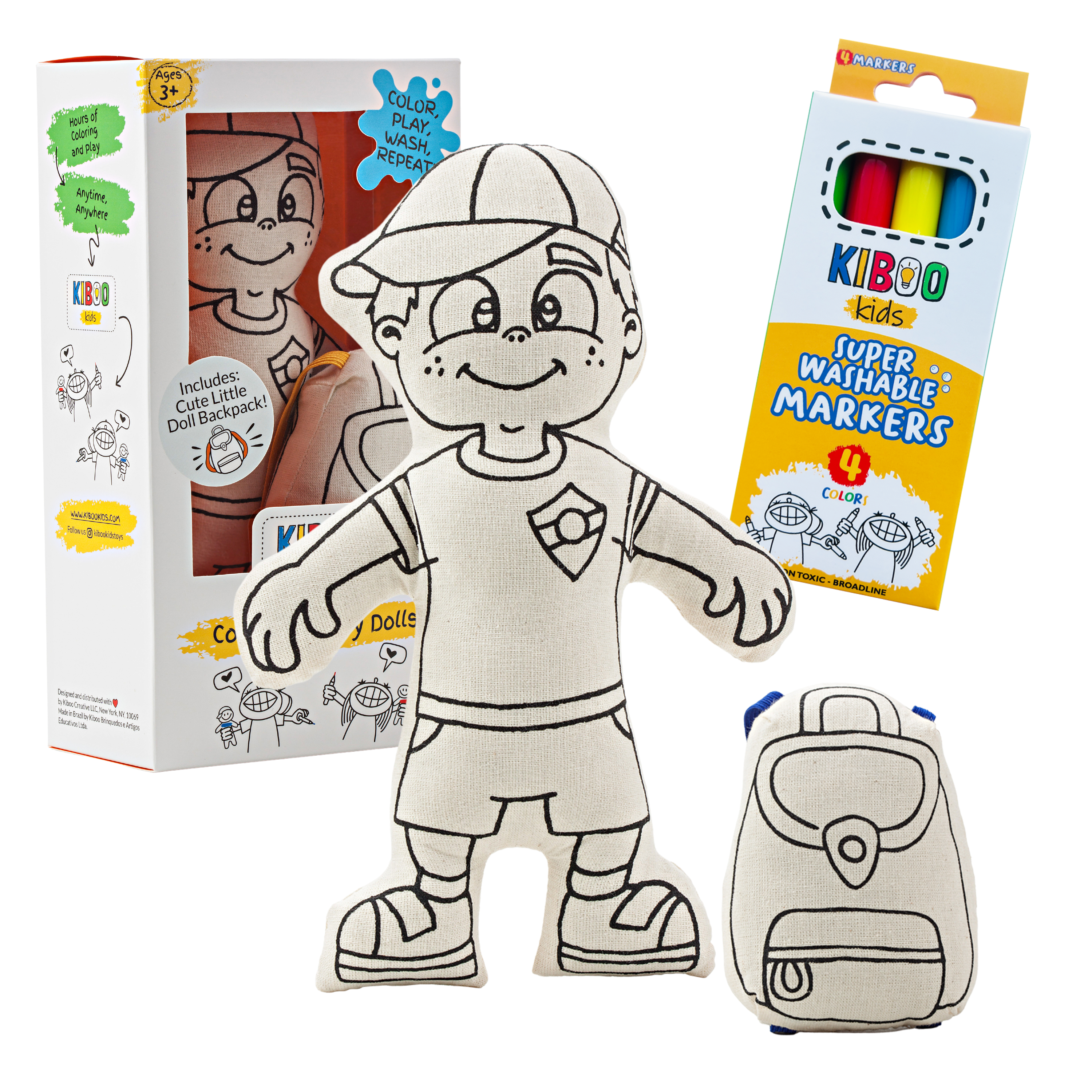 : Boy With Cap - Colorable And Washable Doll For Creative Play