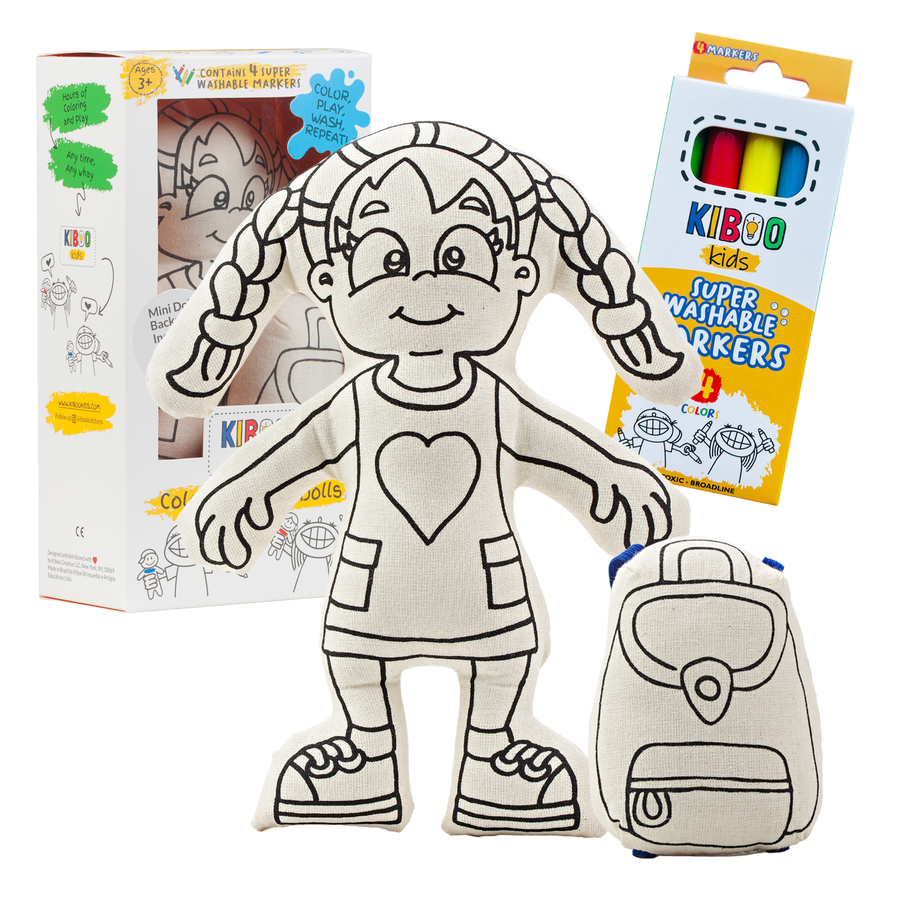 : Girl With Braids - Colorable And Washable Doll For Creative Play