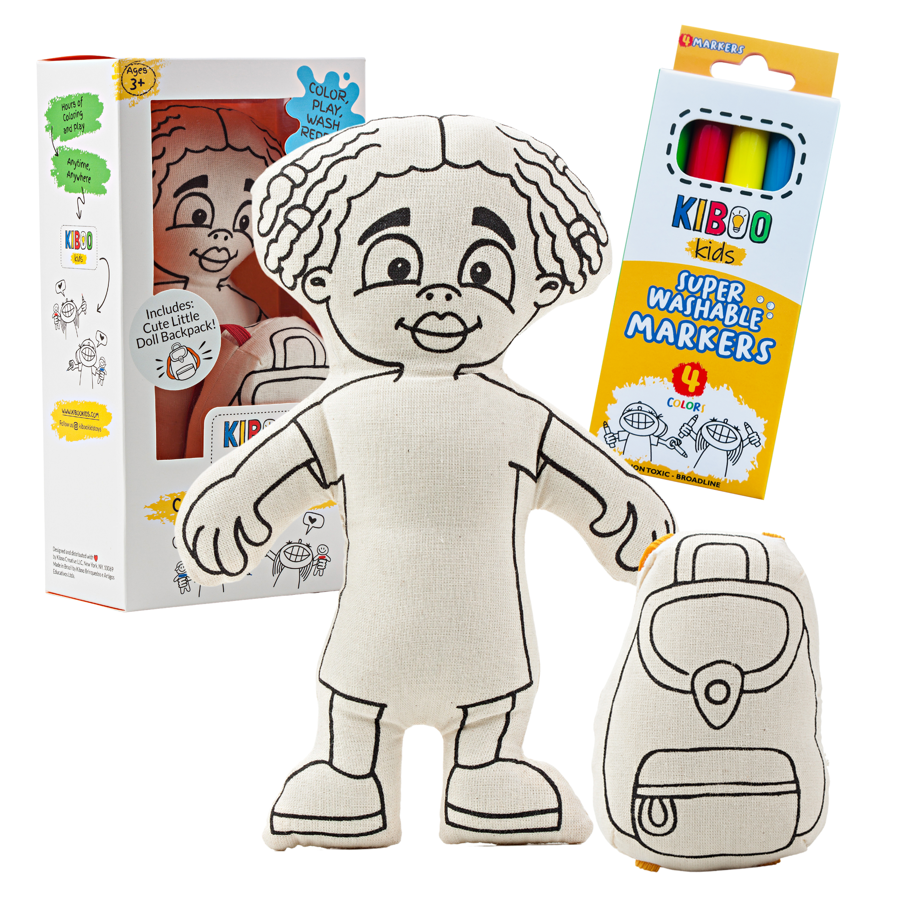: Doll For Coloring - Gender Neutral - Kid With Locks
