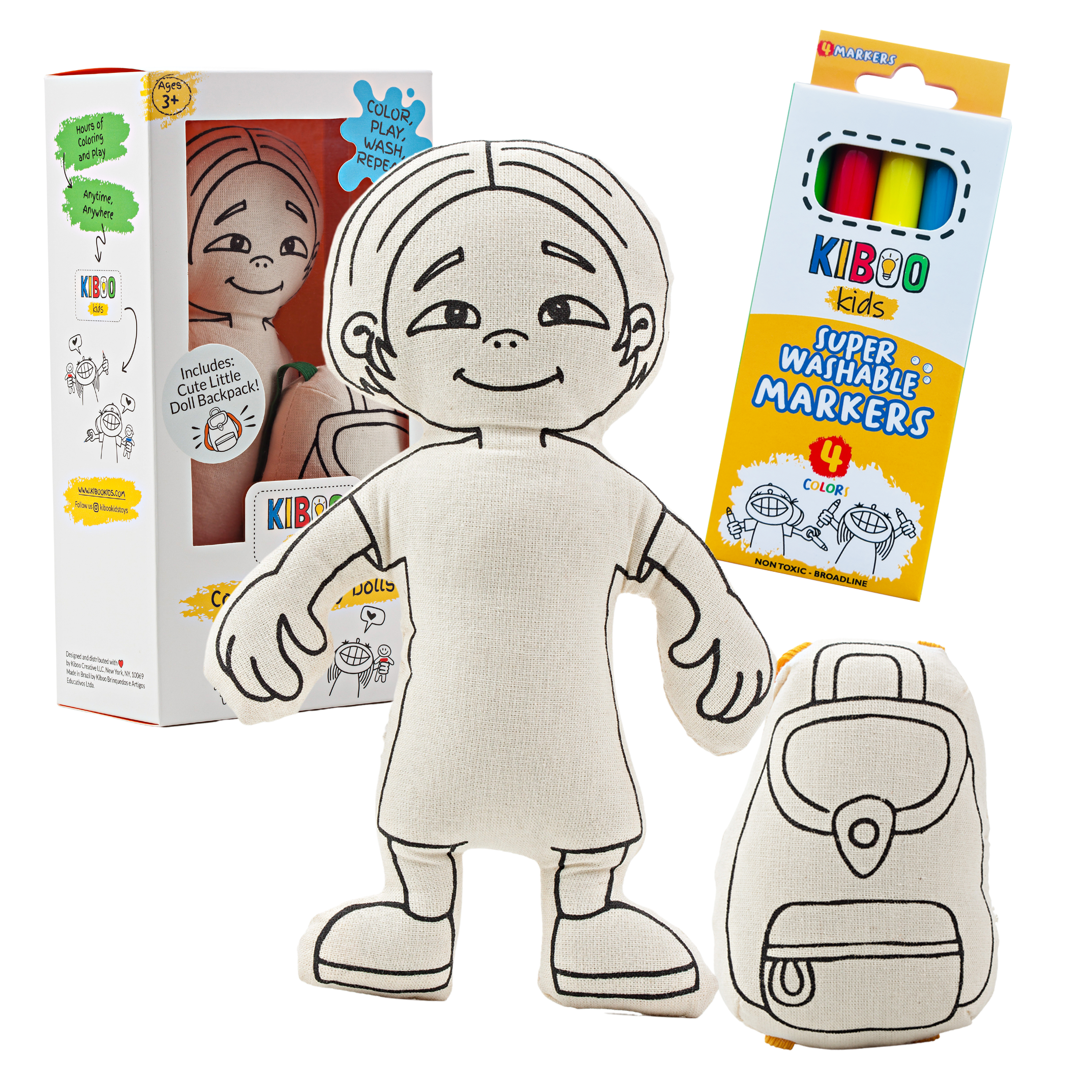 : Doll For Coloring - Gender Neutral - Kid With Parted Hair