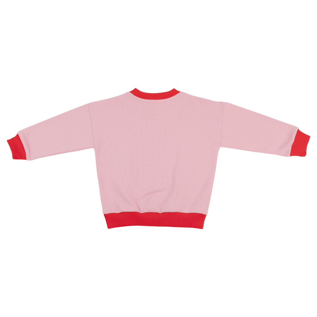 Kids Contrast Sweatshirt Pink With Red