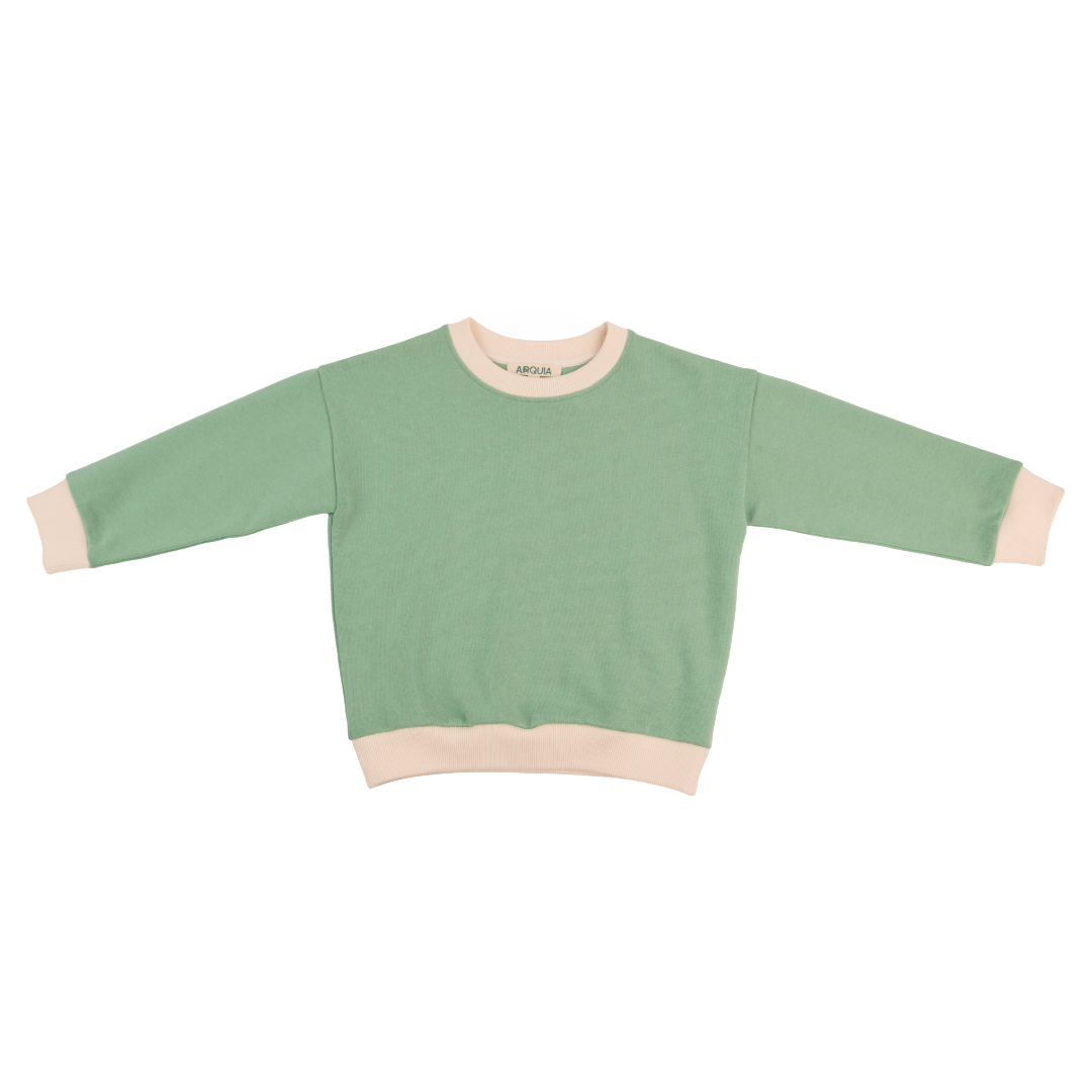 Kids Contrast Sweatshirt In Grass Green With White
