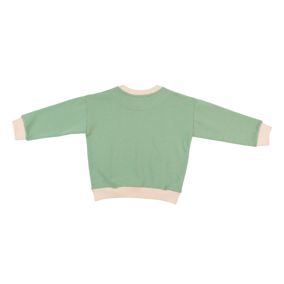Kids Contrast Sweatshirt In Grass Green With White