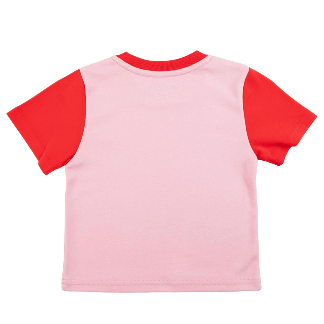 Kids Contrast Tee Pink With Engine Red