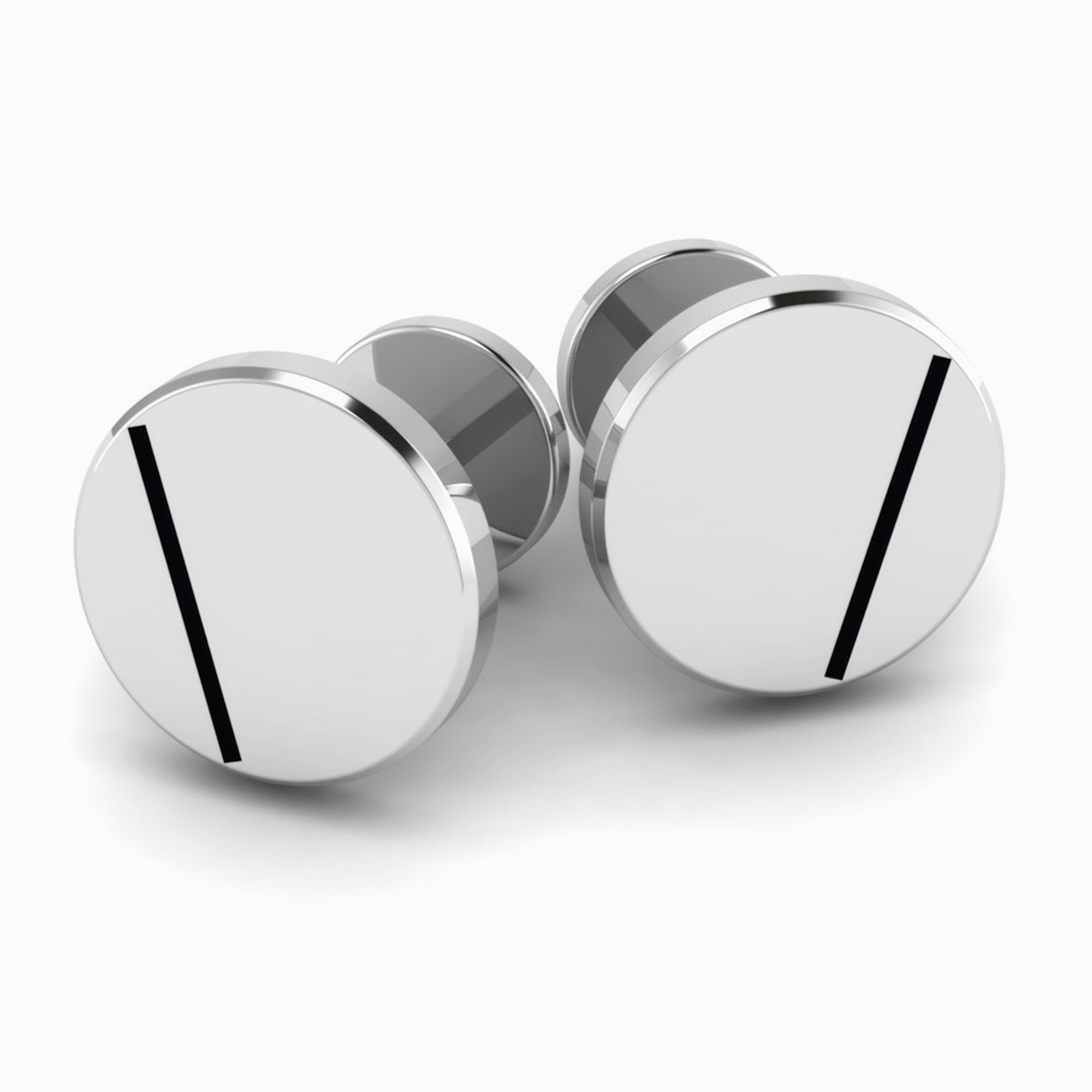 Black Enamel Round Sterling Silver Cufflinks By Krysaliis