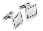 Krysaliis Sterling Engravable Enamel Framed Square Cufflink