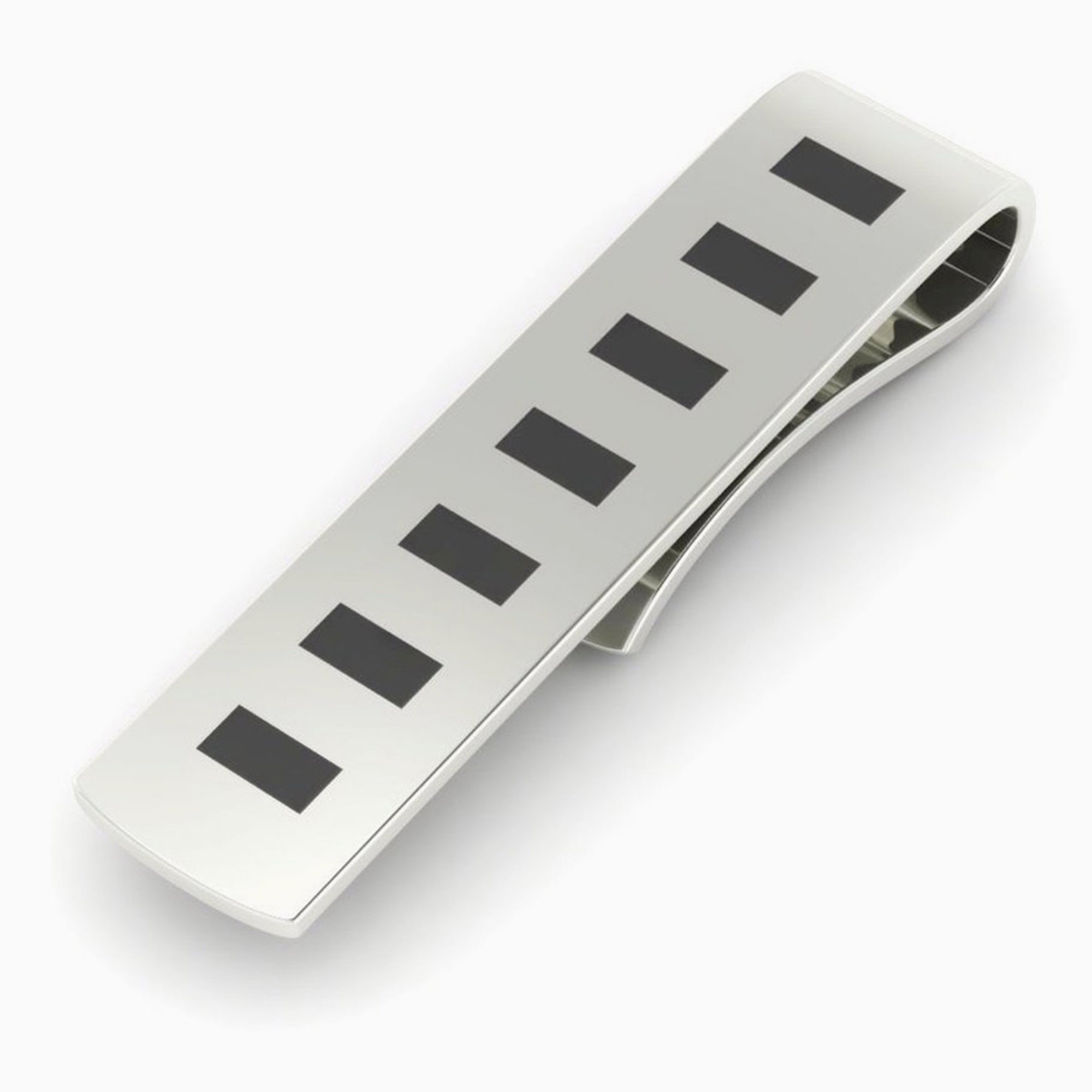 Dashes Black Enamel Sterling Silver Tie Clip By Krysaliis