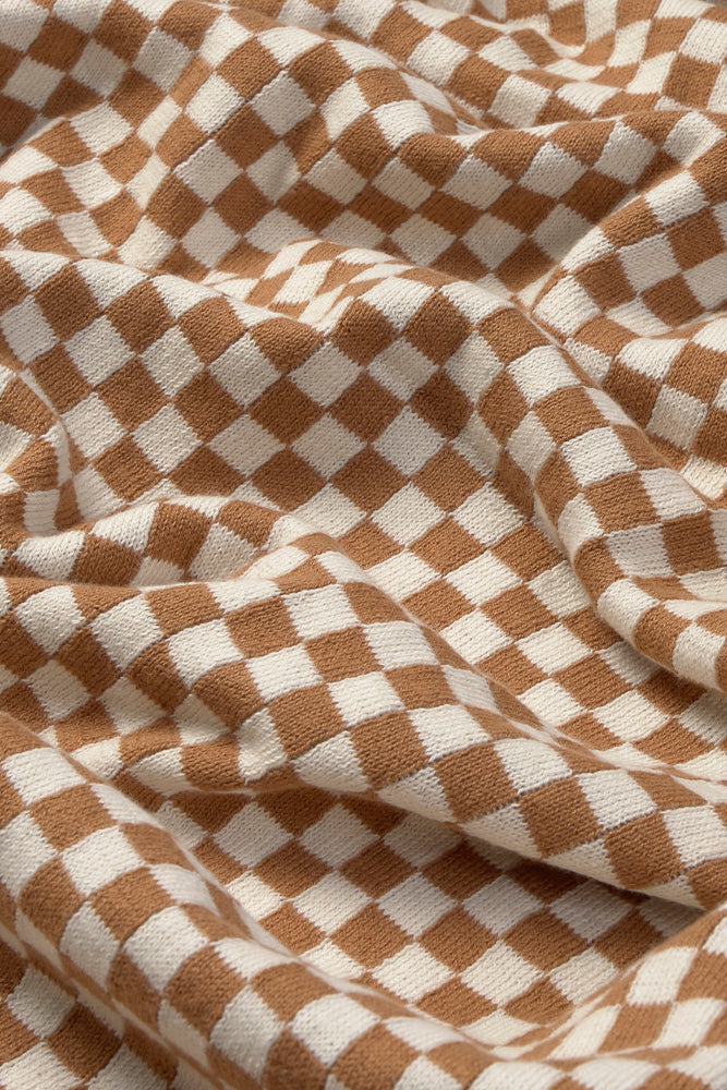 Knitted Blanket Tiles Toffee