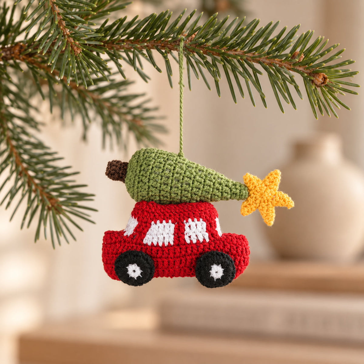 Car With Christmas Tree Ornament