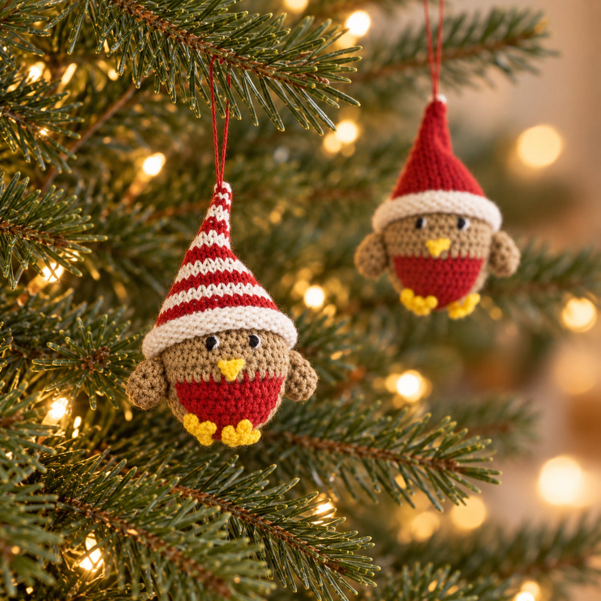 Crochet Robin Ornament- Set Of 2