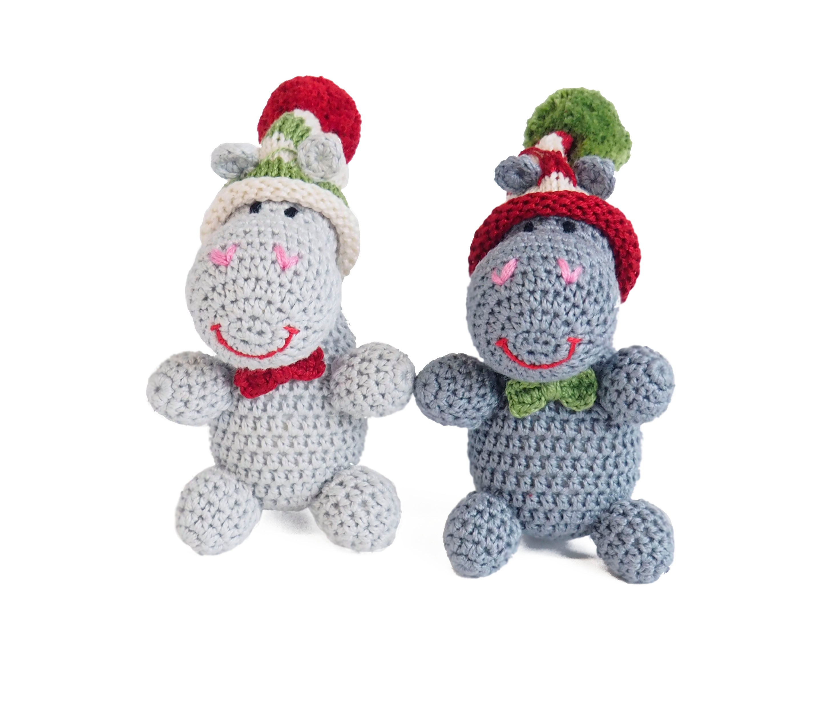 Crochet Hippo Ornament- Set Of 2